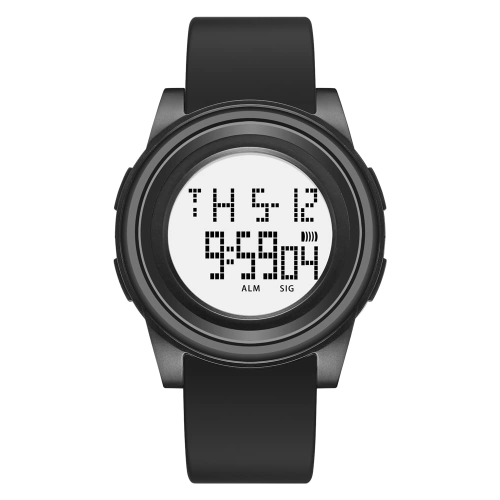 Ultra Thin Digital Watch with LED Display - Large Face, Stopwatch, Alarm & Calendar - Perfect for Running, Workouts & Everyday Use