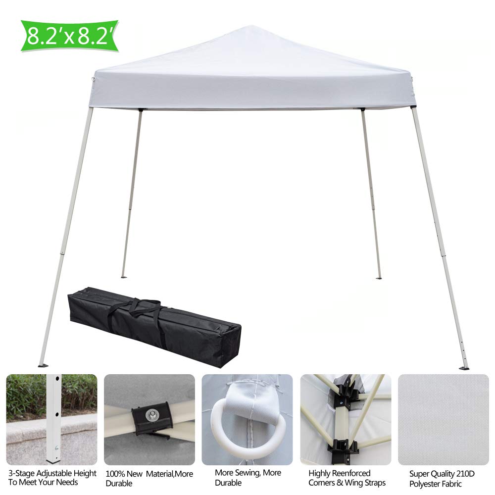 8x8ft Pop Up Gazebo Tent - Waterproof Portable Canopy with Carry Bag, 3 Height Adjustments (2.4x2.4m) for Outdoor Parties, Beach Camping, Weddings & Backyard Events - White | Perfect for Picnics, Tailgating, Farmers Markets, Summer BBQs, Patio Shade, Garden Shelter, Outdoor Dining, and Emergency Shelter During Storms