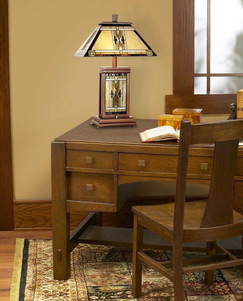 Robert Louis Tiffany Walnut Mission Table Lamp - 27
