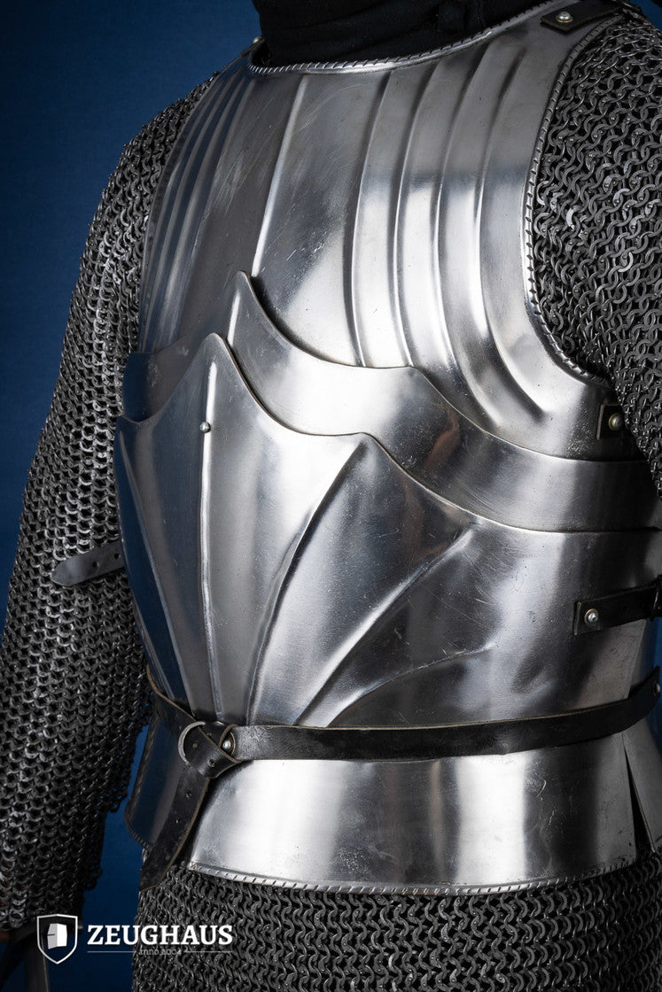 Gothic Cuirass Polished Steel Armor - Medieval Knight Costume for Cosplay, LARP & Renaissance Fairs | Perfect for Halloween & Historical Reenactments