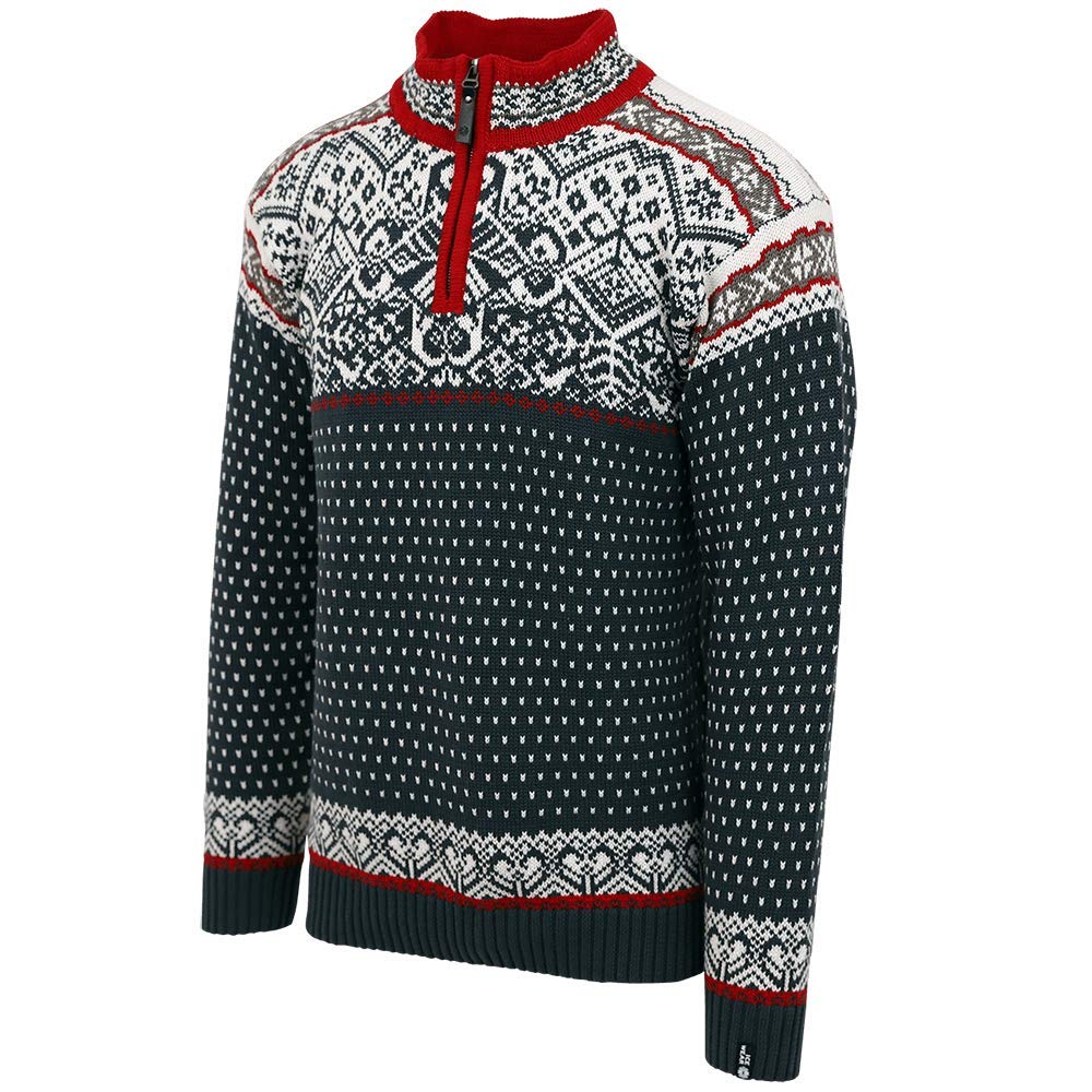 ICEWEAR Baldur Norwegian Cotton Sweater for Men - 100% Cotton Knit Quarter Zip Pullover with Patterned Collar | Warm Winter Outdoor Wear for Hiking, Camping & Casual Style