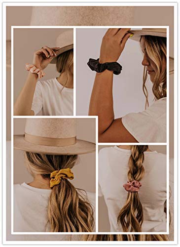 Velvet Scrunchies for Women - 6 Pack Soft Hair Ties | VSCO Girl Hair Accessories | Elastic Hair Bands with Zipper Pocket | Perfect Gift for Friends | Great for School, Work, Travel and Everyday Use