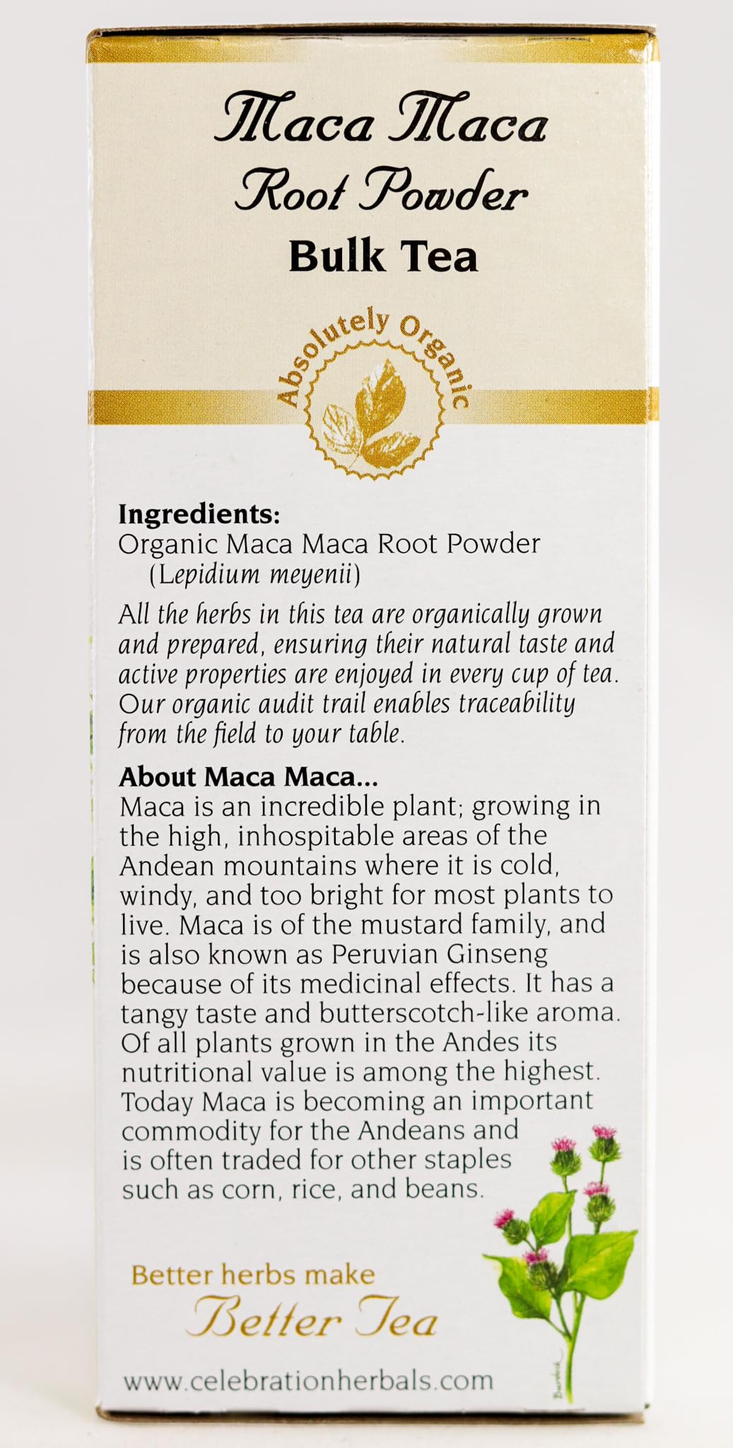 Organic Maca Root Powder Tea - Caffeine Free, 40g Loose Tea | Celebration Herbals | Energy Boost & Stress Relief for Daily Wellness | Perfect for Smoothies, Baking & Herbal Drinks