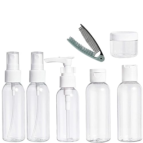 Osceola 50ml Cosmetic Bottle Set with Comb - Travel Toiletry Bag for Men & Women - Waterproof Makeup Storage for Air Travel