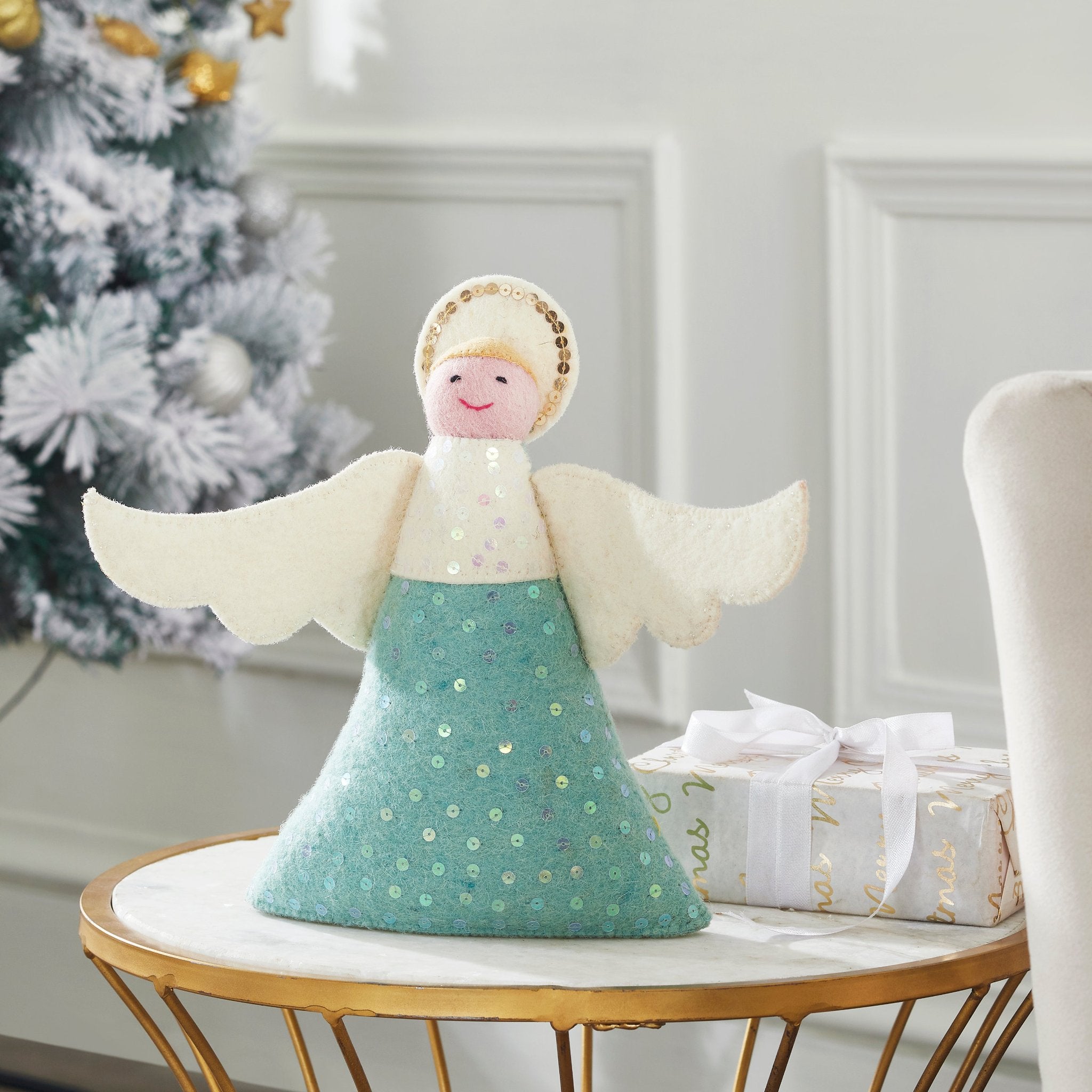 Blue Angel Christmas Tree Topper - Elegant Holiday Decor for Xmas Tree, Home, Party & Church Decorations