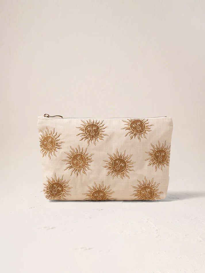 Elizabeth Scarlett Cotton Everyday Pouch - Oat Sun Goddess | Small Makeup Bag, Travel Organizer & Essential Oil Storage | Perfect for Daily Use, Gifts & On-the-Go Lifestyle