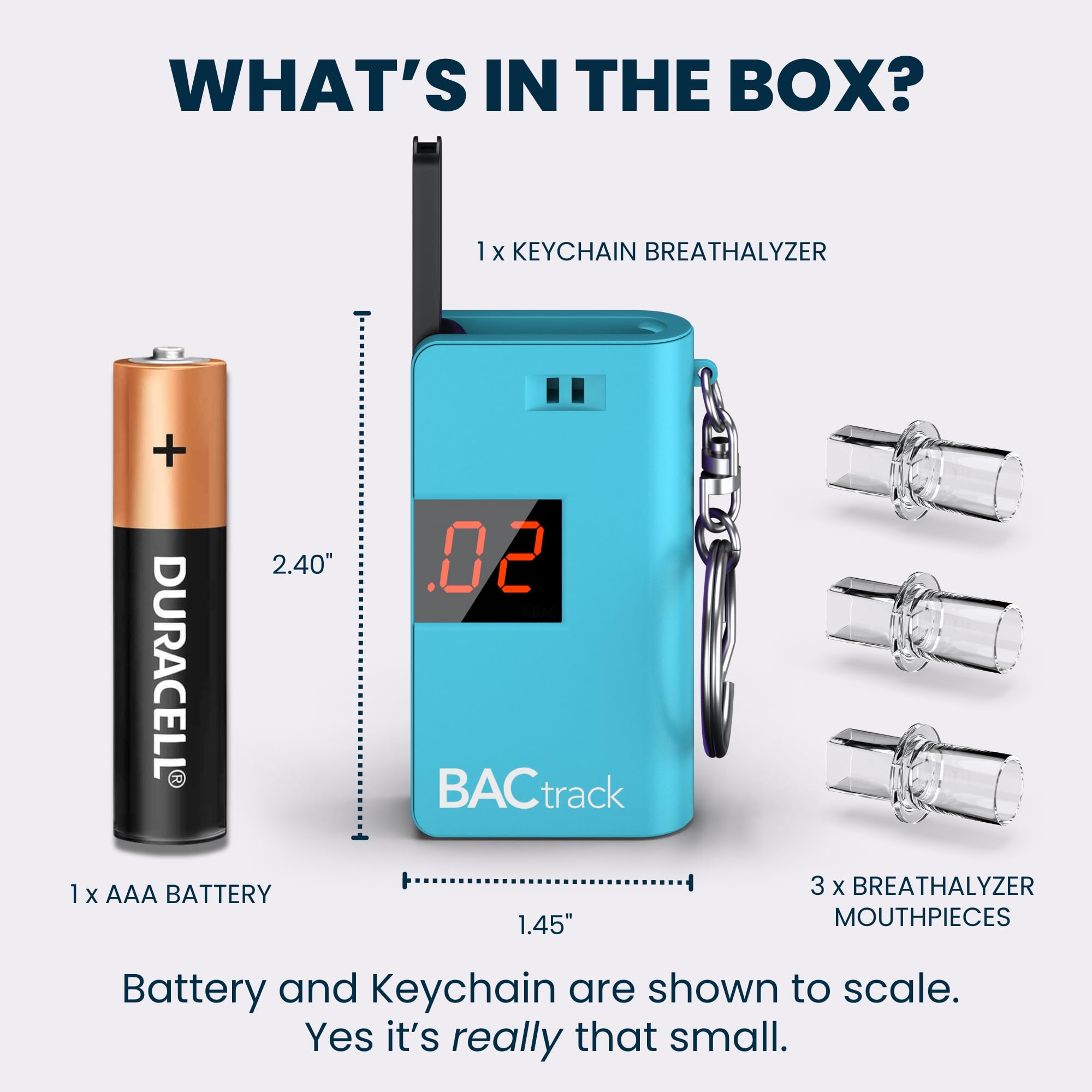 BACtrack Keychain Breathalyzer (Blue) - Ultra-Portable Personal Alcohol Tester with Keyring | Accurate BAC Detection for Parties, Driving Safety & Workplace Testing