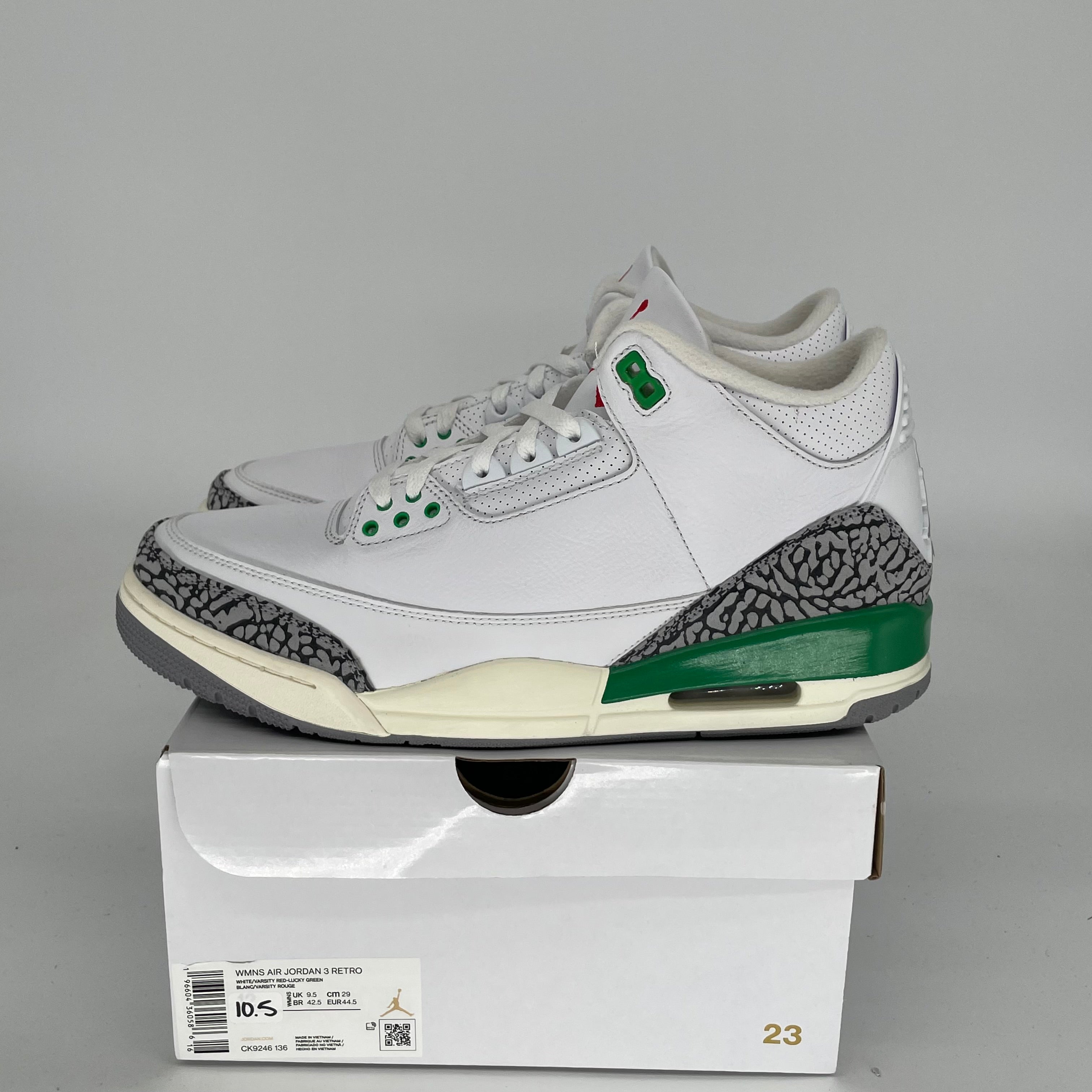 AIR JORDAN 3 Lucky Green Basketball Shoes - Women's Size 10.5/12W (CK9246-136) - Retro Style Sneakers for Sports, Casual Wear & Street Fashion