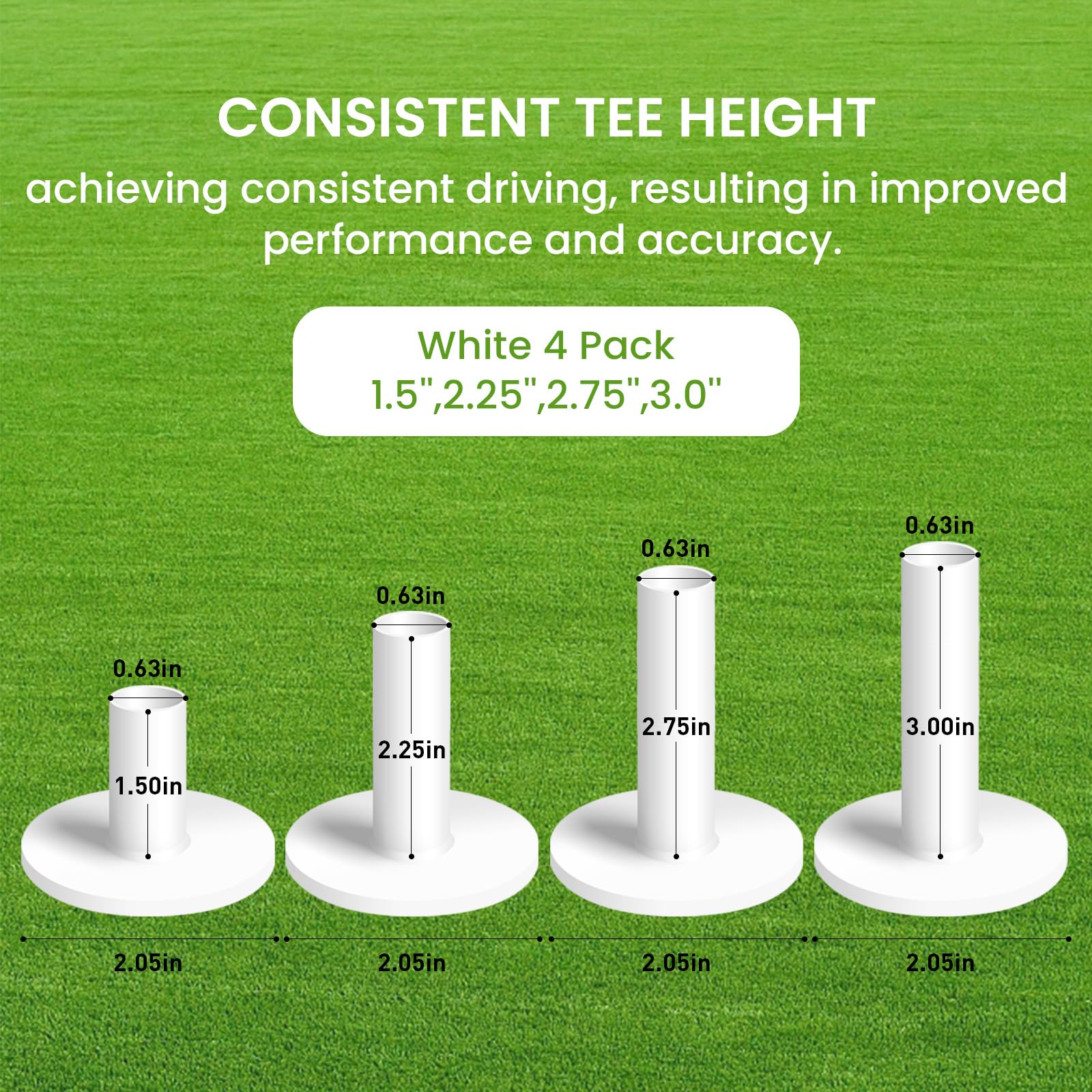 Premium Golf Rubber Tees Set - Durable Driving Range Tees for Indoor & Outdoor Practice - Multiple Sizes for Men & Women - Perfect for Backyard, Driving Range & Golf Course Training