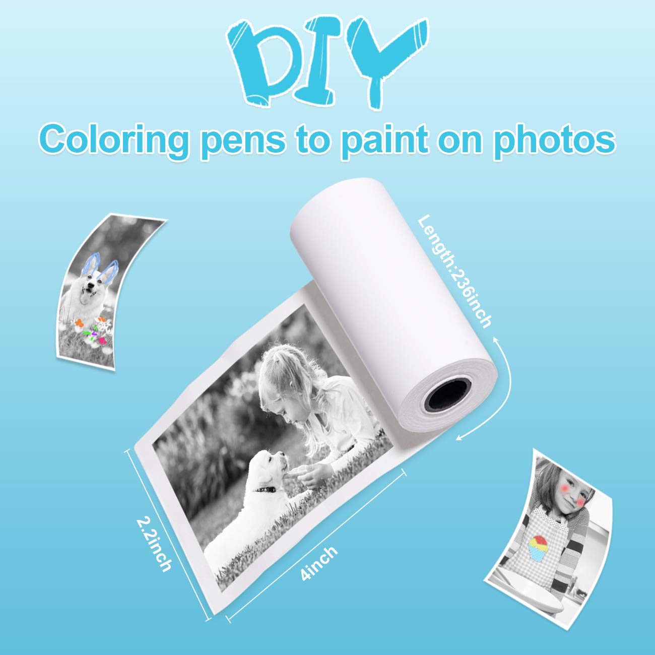 MINIBEAR Kids Instant Print Camera - Digital Camera for Toddlers & Girls with 10 Rolls of Refill Paper | Fun Birthday Gifts, Travel Photography, School Activities, Family Memories