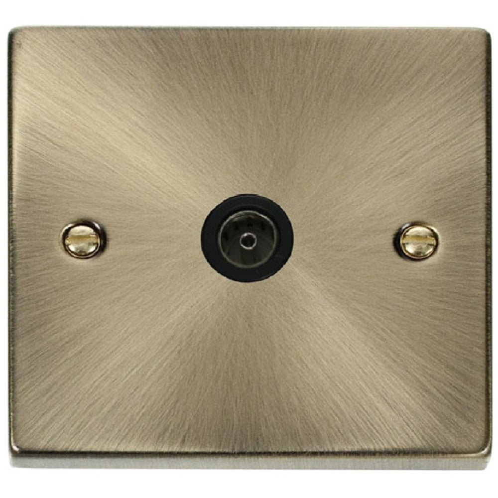 Antique Brass TV Socket - Click Deco VPAB065BK - Wall Plate Cover for Home Theater & Entertainment Setup