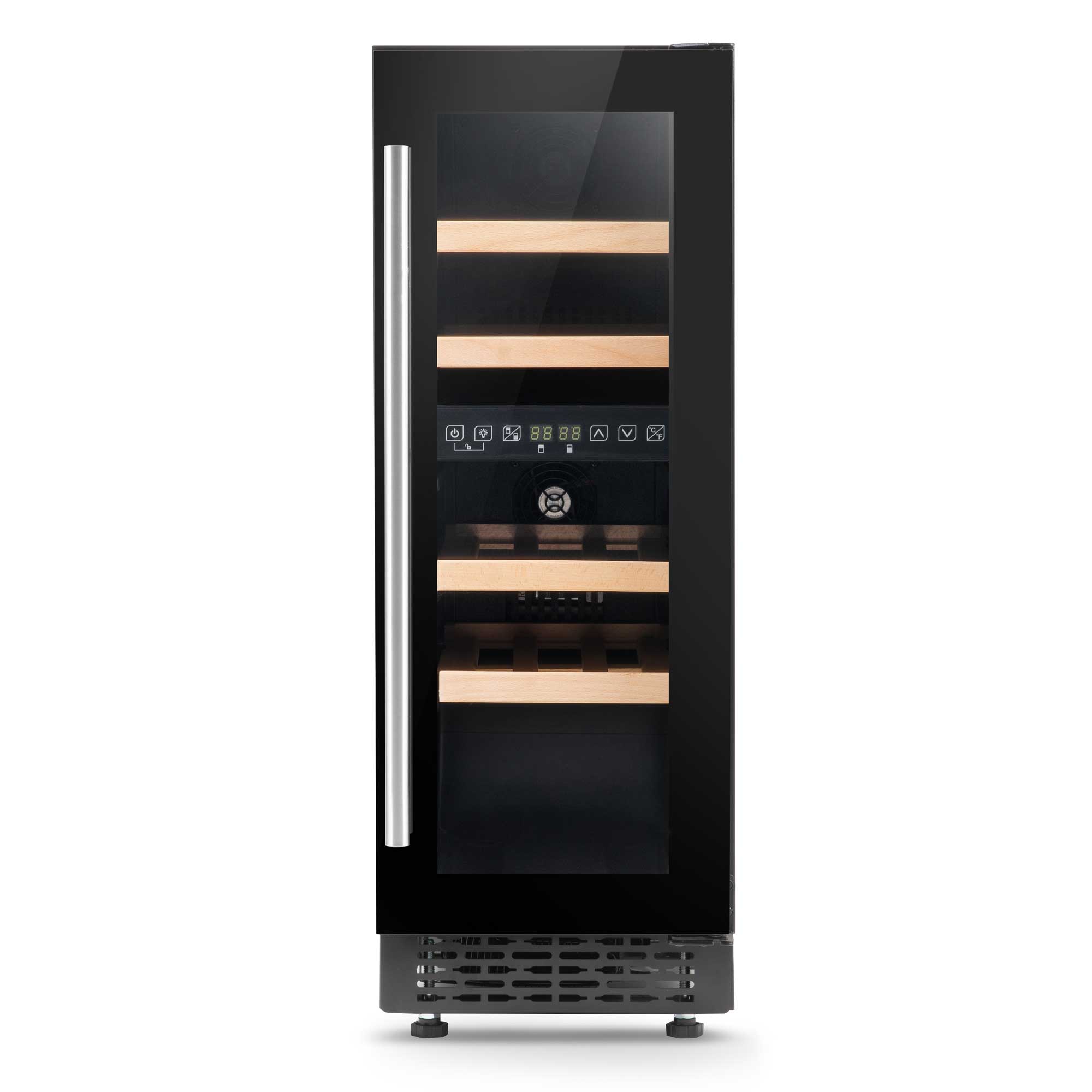 Baridi 17 Bottle Dual Zone Built-In Wine Cooler Refrigerator - 30cm Slim Design, Touch Screen Control, Black (DH204) - Perfect for Kitchen, Bar, Dining Room & Wine Cellar Storage