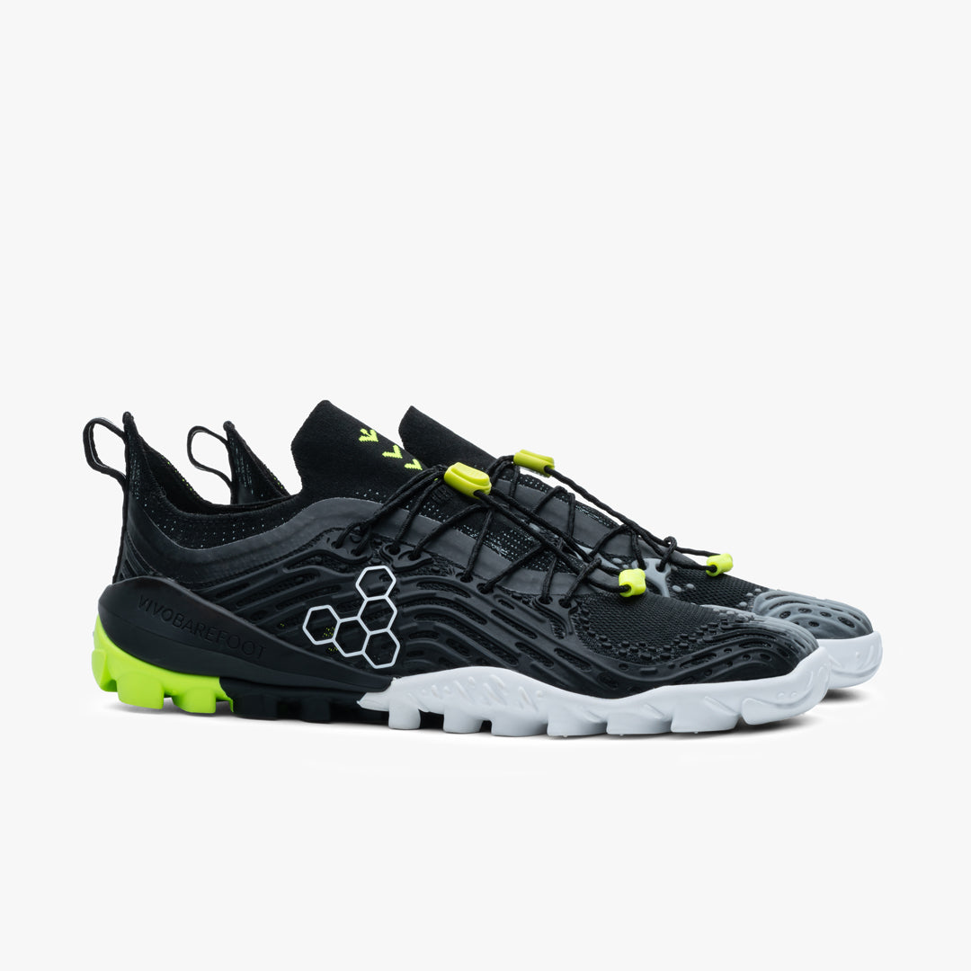 Vivobarefoot Men's Hydra ESC Barefoot Shoes - Obsidian Lemon Zest Color - Lightweight Waterproof Trail Running & Hiking Shoes for Outdoor Adventures