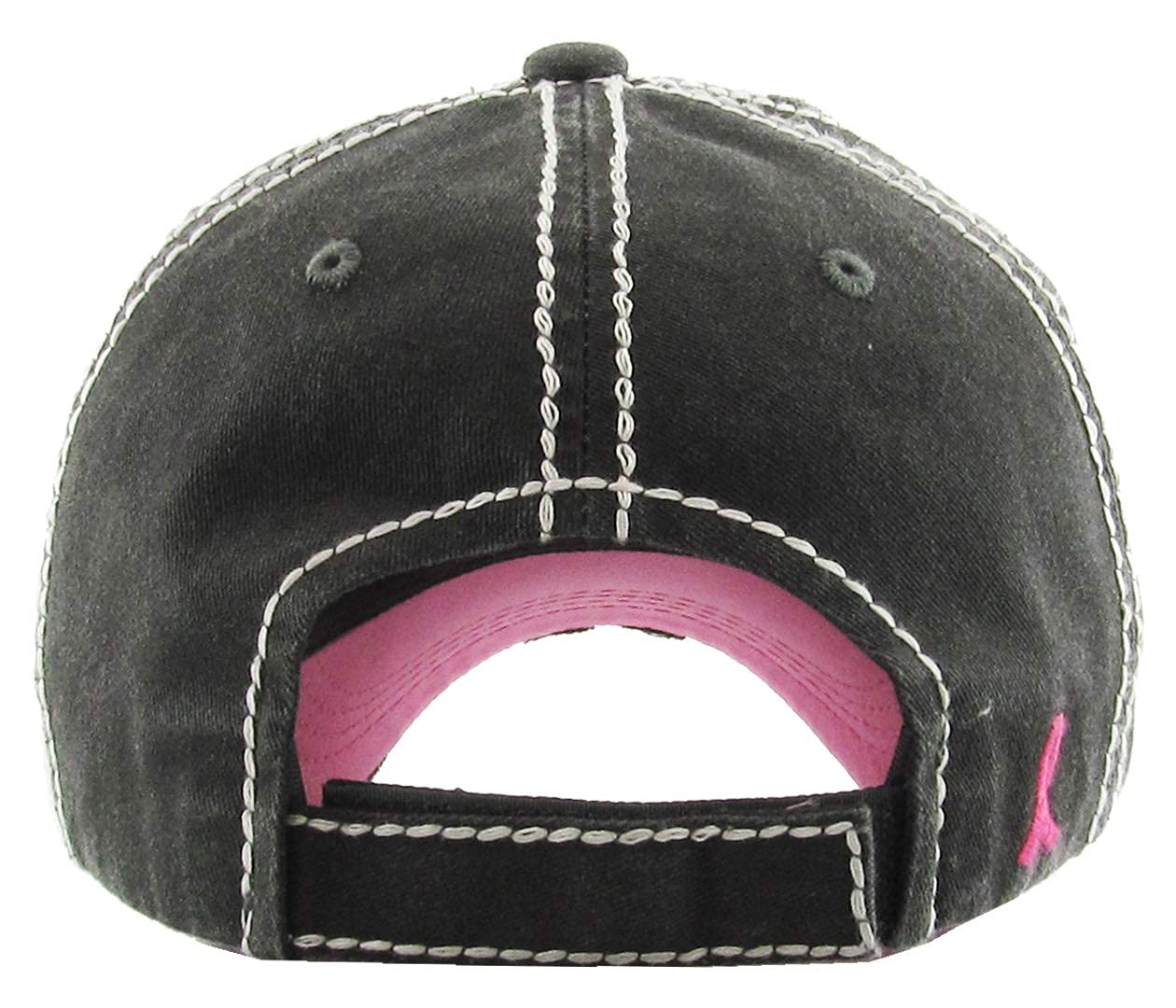 Funky Junque Women's Pink Ribbon Breast Cancer Awareness Baseball Cap - Stylish Hope Logo Shredded Hat for Support, Charity Events & Everyday Wear