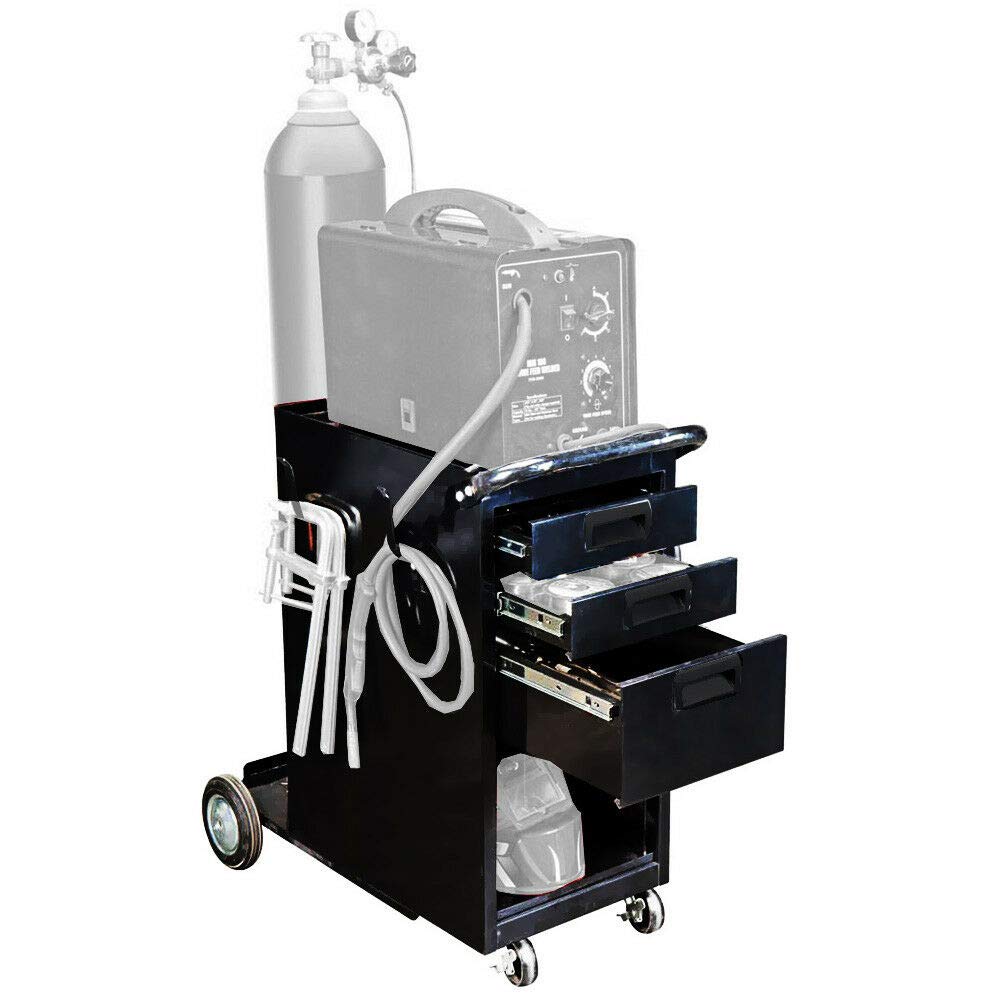 Heavy Duty Welding Cabinet Cart for MIG TIG ARC Plasma Cutter - Portable Storage Organizer with Wheels for Garage, Workshop & Industrial Use