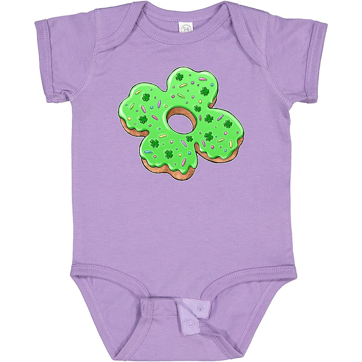 Inktastic St. Patrick's Day 4 Leaf Clover Donut with Sprinkles Baby Bodysuit - Cute Irish Outfit for Infants, Perfect for St. Paddy's Day Celebrations & Photo Shoots