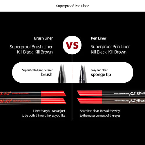 CLIO Superproof Pen Liner 0.55ml - Waterproof & Long-Lasting Eyeliner for Precise Winged Looks | Perfect for Daily Makeup & Special Occasions