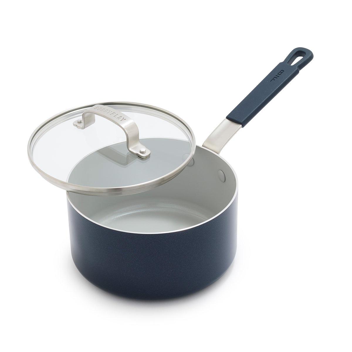 Bobby Flay by GreenPan Professional Ceramic Nonstick 2.53 Quart Saucepan with Lid - Oxford Blue | Healthy Cooking, Sauce Making, Pasta & Soup Pot for Home Chefs