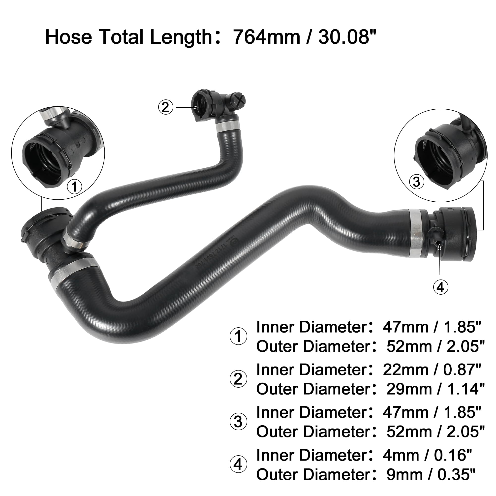 X AUTOHAUX Car Radiator Coolant Water Hose 17127531768 for BMW X1 2013-2015 - Expansion Tank Replacement Part | Perfect for Engine Cooling System Maintenance & Repair