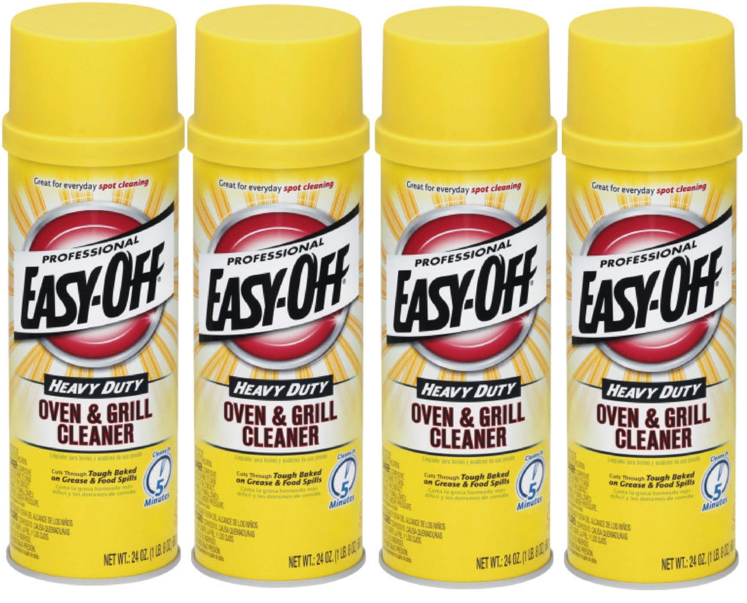 Easy-Off Professional Oven & Grill Cleaner 24 oz (Pack of 4) - Heavy Duty Degreaser for Stoves, Racks & BBQ Grills - Perfect for Deep Cleaning Kitchen Appliances & Outdoor Cooking Equipment