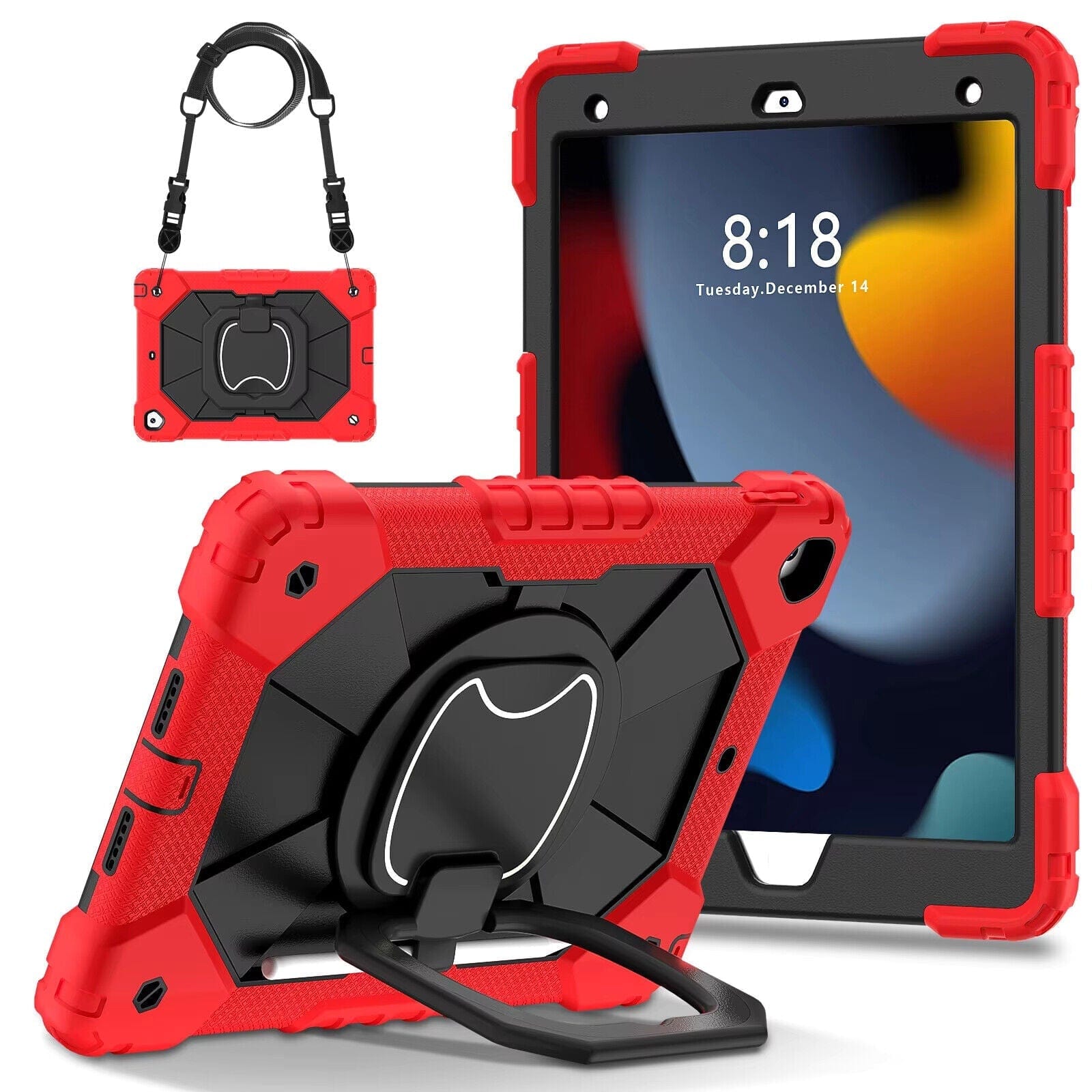 Shockproof Heavy Duty Kids Case for iPad Air 5th Generation (2022) 10.9 Inch - Red & Black - Perfect for School, Travel, and Outdoor Activities