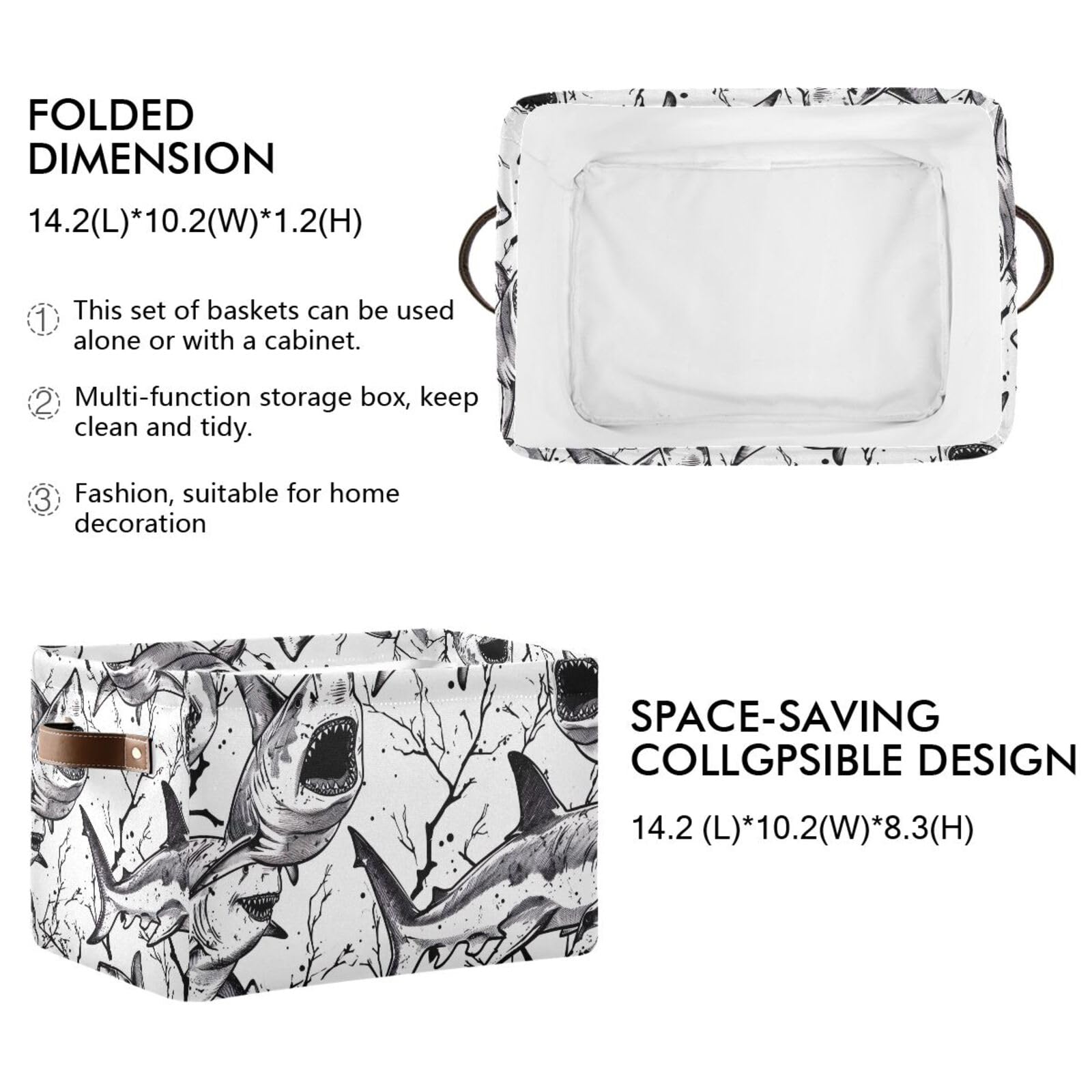 Foldable Canvas Storage Baskets with Handles - 2 Pack Rectangle Fabric Organizer Boxes for Clothes, Home & Office Organization | Perfect for Closet Shelves, Bedroom Decor & Kids Toy Storage