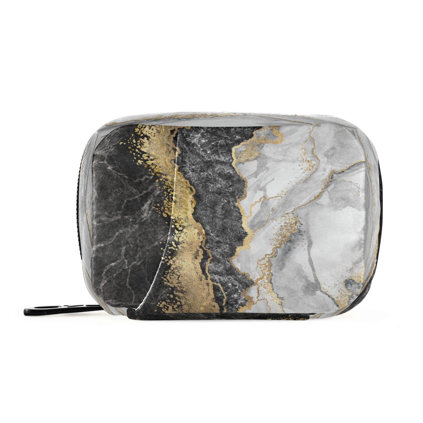 ALAZA Black Marble 7-Day Pill Organizer - Portable Zippered Weekly Medication Case for Vitamins & Supplements | Compact Travel Pill Box for Business Trips, Camping & Family Use