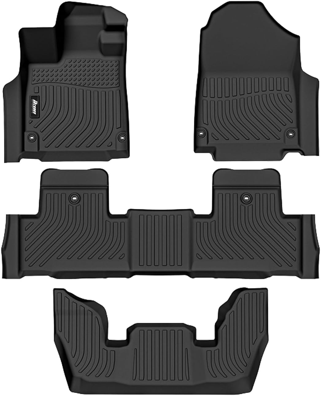 IKON Custom Fit 3D All-Weather Floor Mats for 2022-2024 Acura MDX (4-Piece Set) - TPE Thermoplastic Elastomer Black Car Floor Liners - Front & Rear Protection for 1st, 2nd & 3rd Rows | Perfect for Daily Commutes, Family Road Trips & Extreme Weather Protection