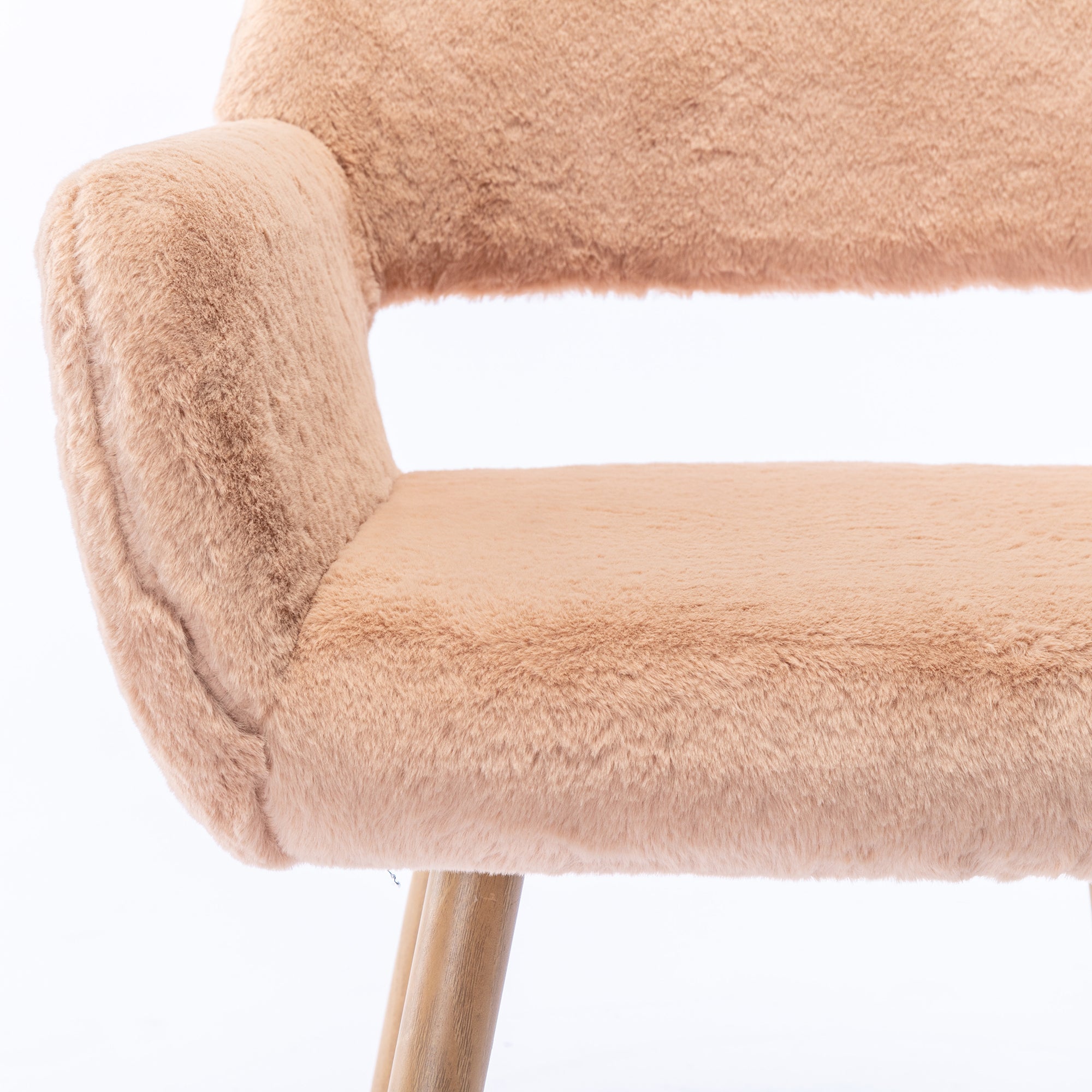 Mid Century Modern Dining Chairs with Faux Fur Upholstery & Steel Legs - Solid Painting Metal Frame for Dining Room, Kitchen, Living Room & Office - Comfortable Seating for Home Decor & Entertaining