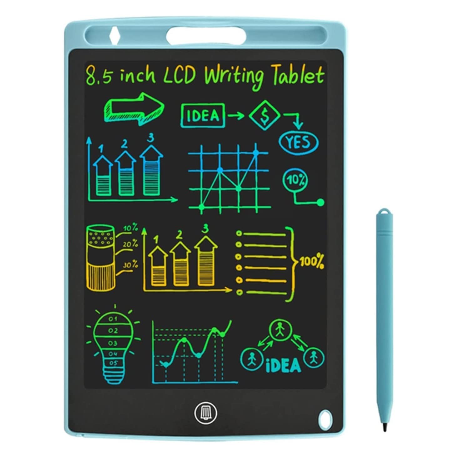 8.5 Inch LCD Writing Tablet for Kids - Colorful Screen Drawing Board, Erasable & Reusable Doodle Pad - Perfect Gift for Children, Artists & Students (Blue) - Ideal for Home, School & Travel Use