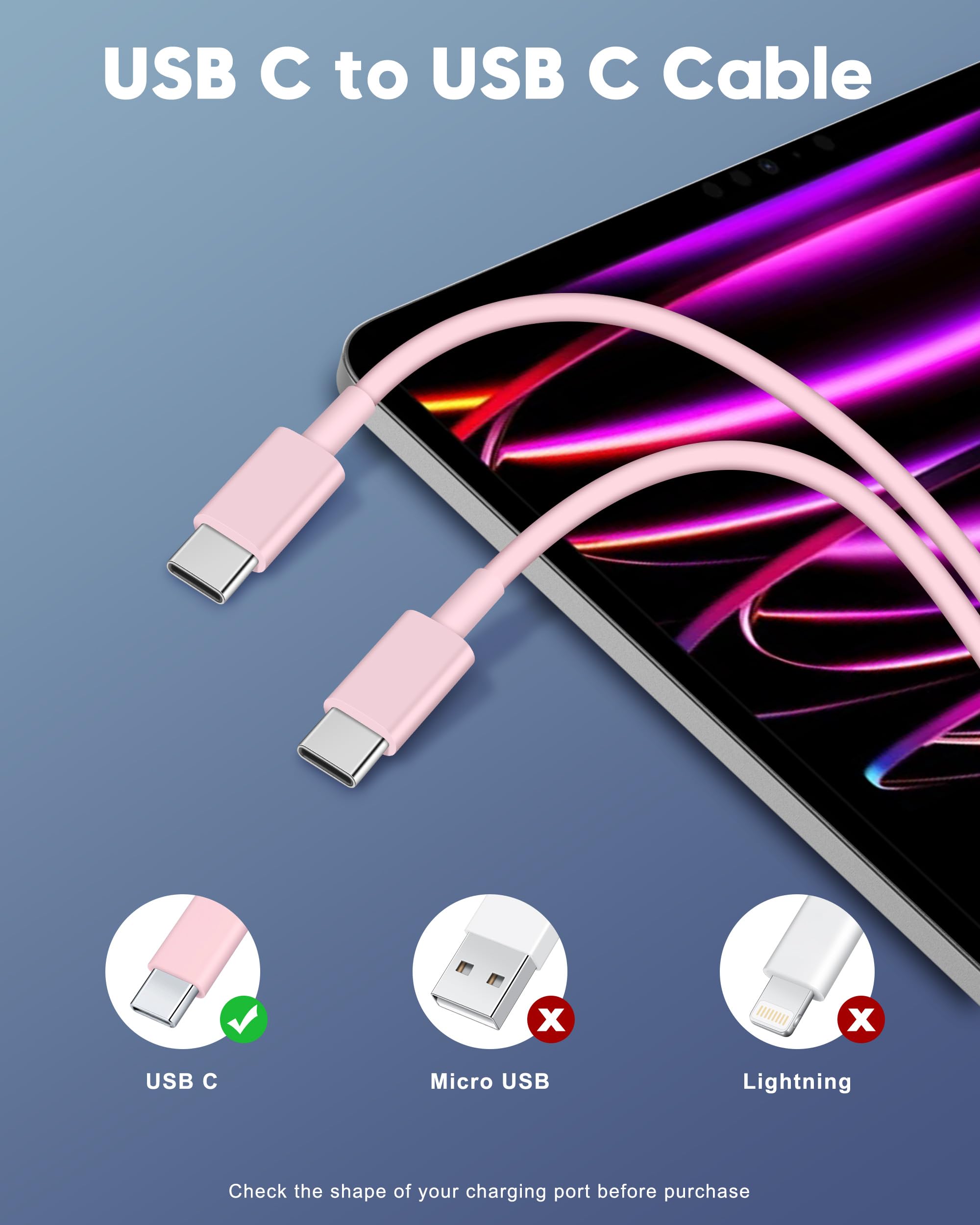 iPhone 16/16 Pro Max Fast Charger 20W 2-Pack - USB C Wall Charger Power Adapter for iPhone 16 Series/Pro Models, iPad Pro/Air/Mini & AirPods Pro - Includes 6FT USB-C to C Cable - Perfect for Home, Office & Travel Charging
