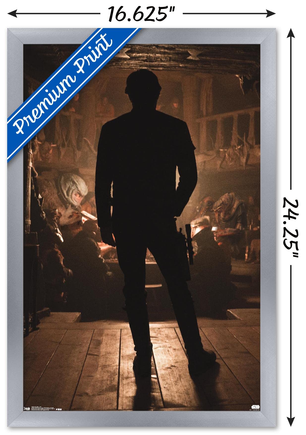 Star Wars Han Solo Movie Poster - 22.4x14.7 Inch Silver Framed Wall Art | Official Licensed Collectible | Perfect for Home Theater, Game Room & Office Decor