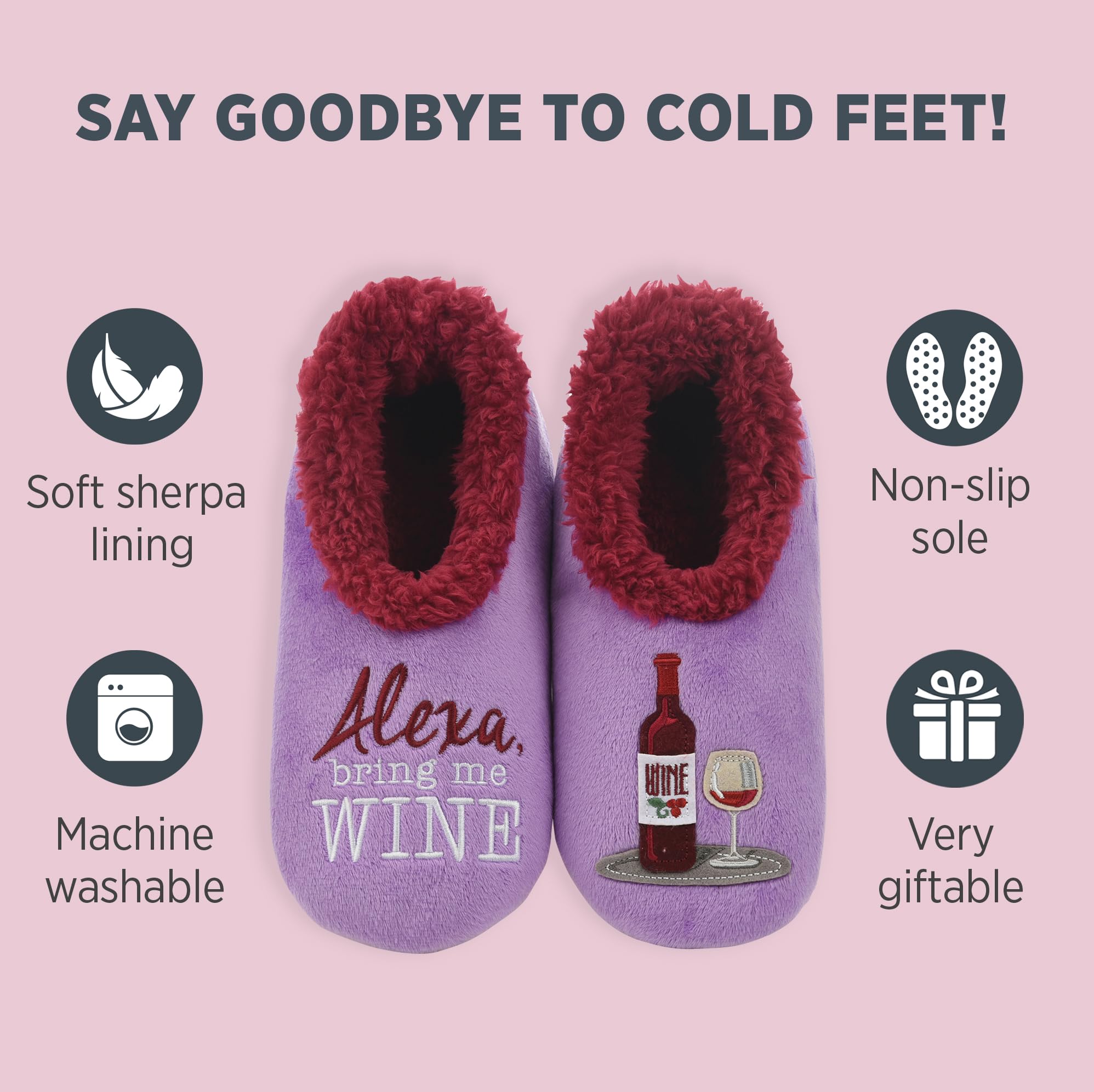 Cozy Sherpa-Lined Slipper Socks for Women - Non-Slip Fuzzy Winter House Shoes with Warm Fleece Lining - Perfect for Indoor Comfort, Lounge Wear & Gift Giving