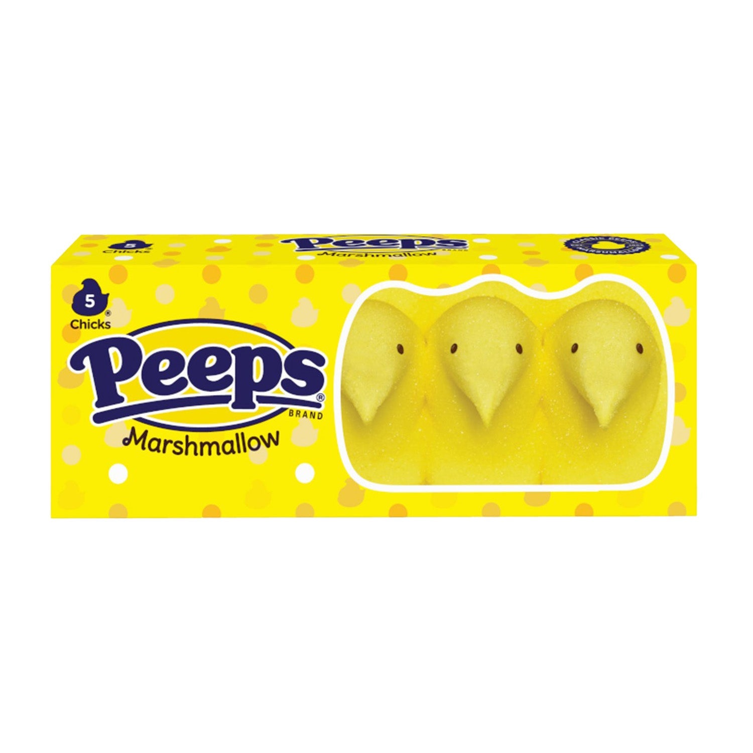 Just Born Peeps Yellow Marshmallow Chicks (5 Pack) - Easter Candy Treats for Kids, Party Favors & Holiday Gifts | Perfect for Easter Baskets, Birthday Parties & Office Celebrations