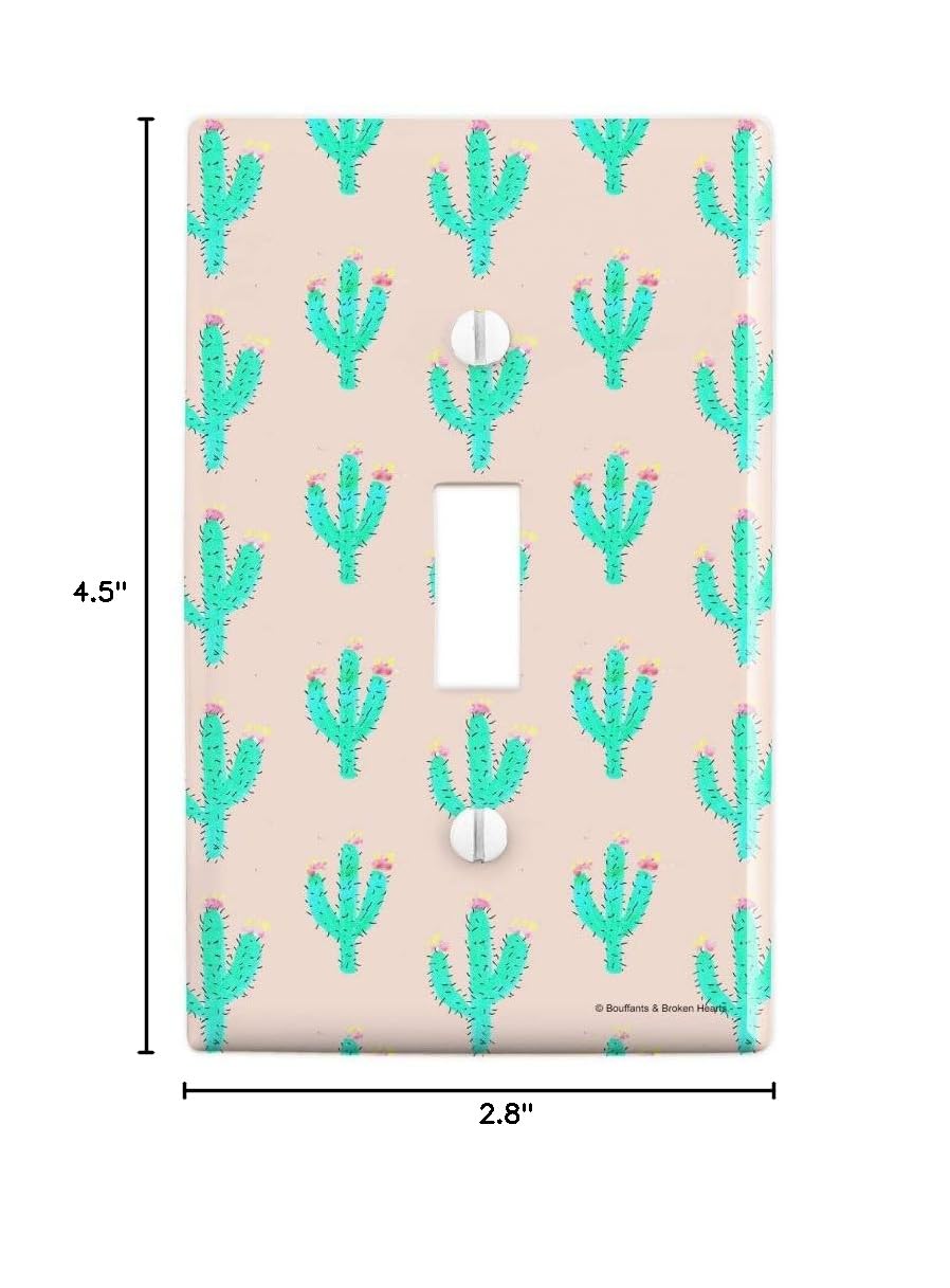 Cuddly Cactus Southwestern Saguaro Pattern Plastic Wall Decor Light Switch Cover - Southwestern Home Decor for Living Room, Bedroom & Office