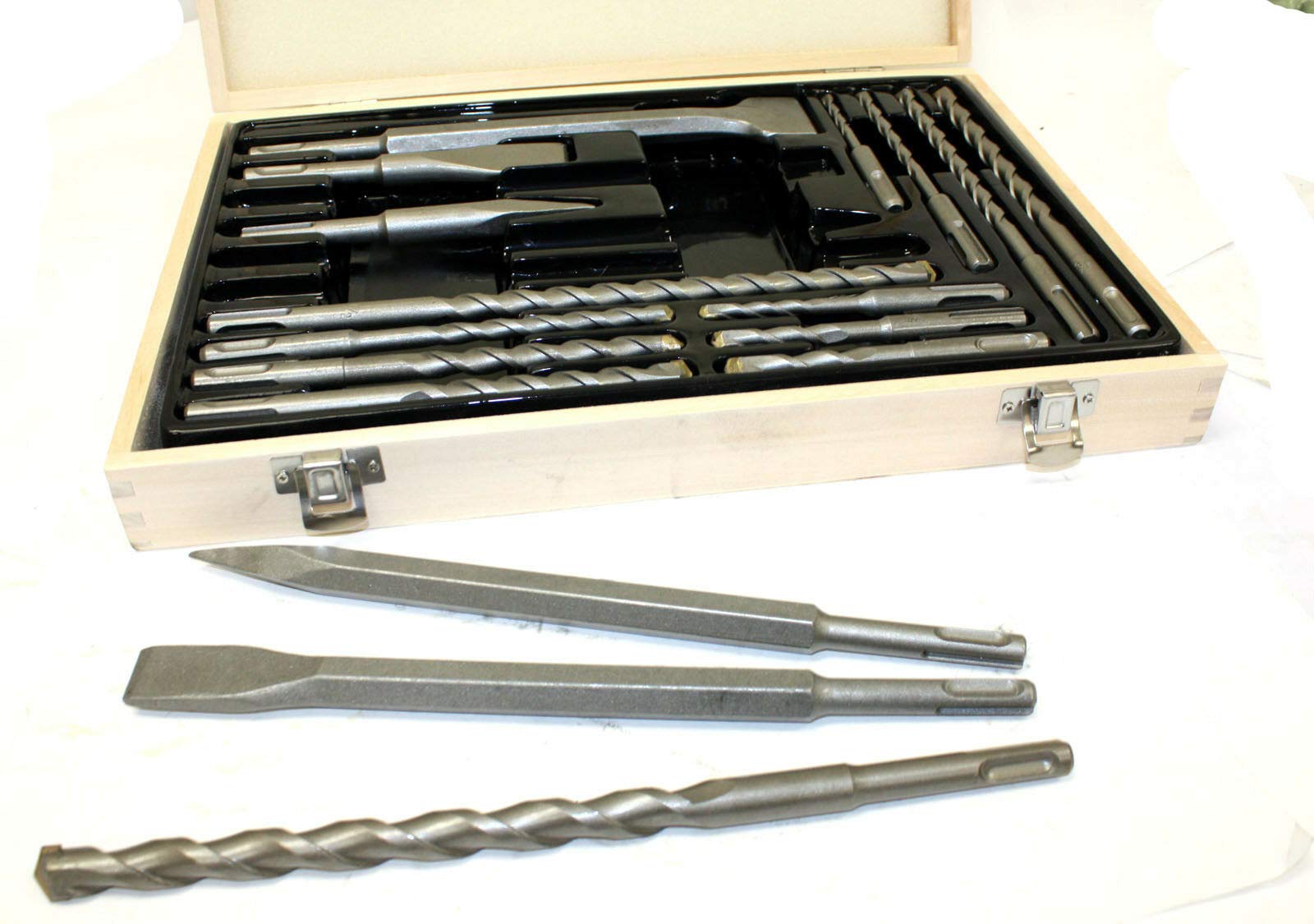 17-Piece SDS Plus Rotary Hammer Drill Bit and Chisel Set for Concrete, Masonry, Brick - Heavy Duty Multi-Bit Kit for Demolition, Drilling, Chiseling - Perfect for Construction, Renovation, and DIY Projects