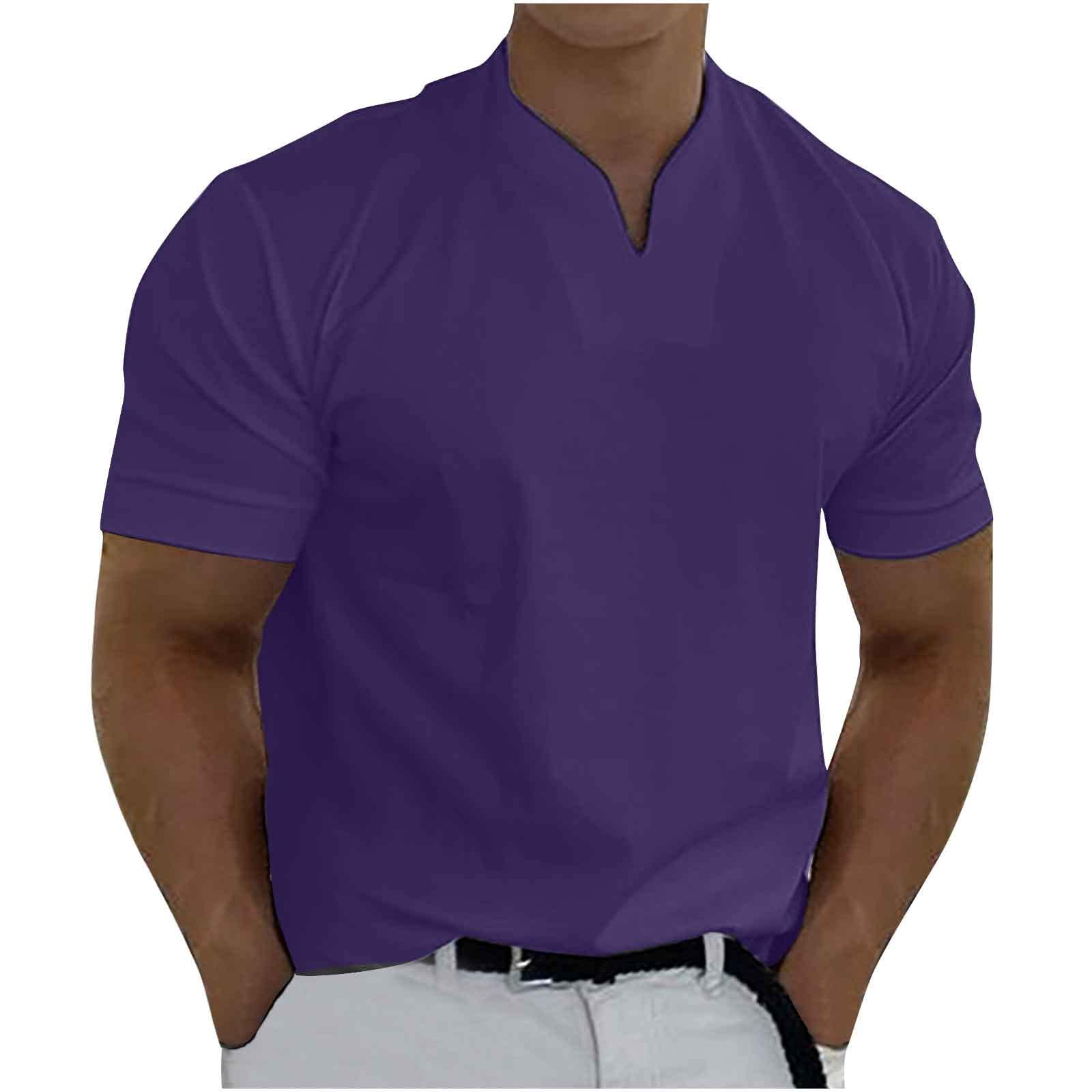 Men's Plus Size Slim Fit V-Neck Polo Shirt - Breathable Short Sleeve Athletic Tee for Gym, Workout & Casual Wear | Muscle Shirt for Active Lifestyle