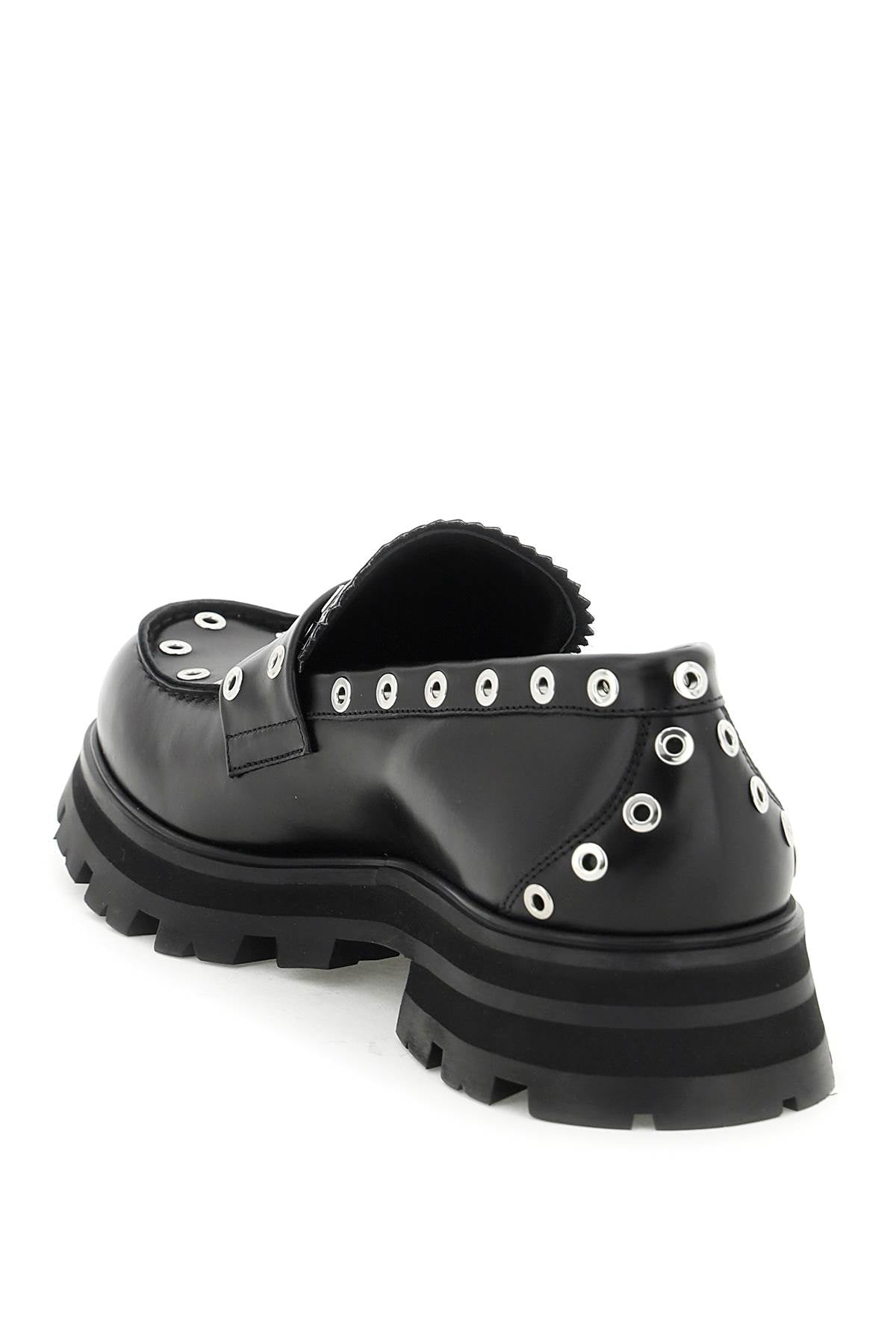 Alexander McQueen Seal Logo Penny Loafers - Classic Black Leather Slip-On Shoes for Men | Perfect for Business, Casual & Formal Wear