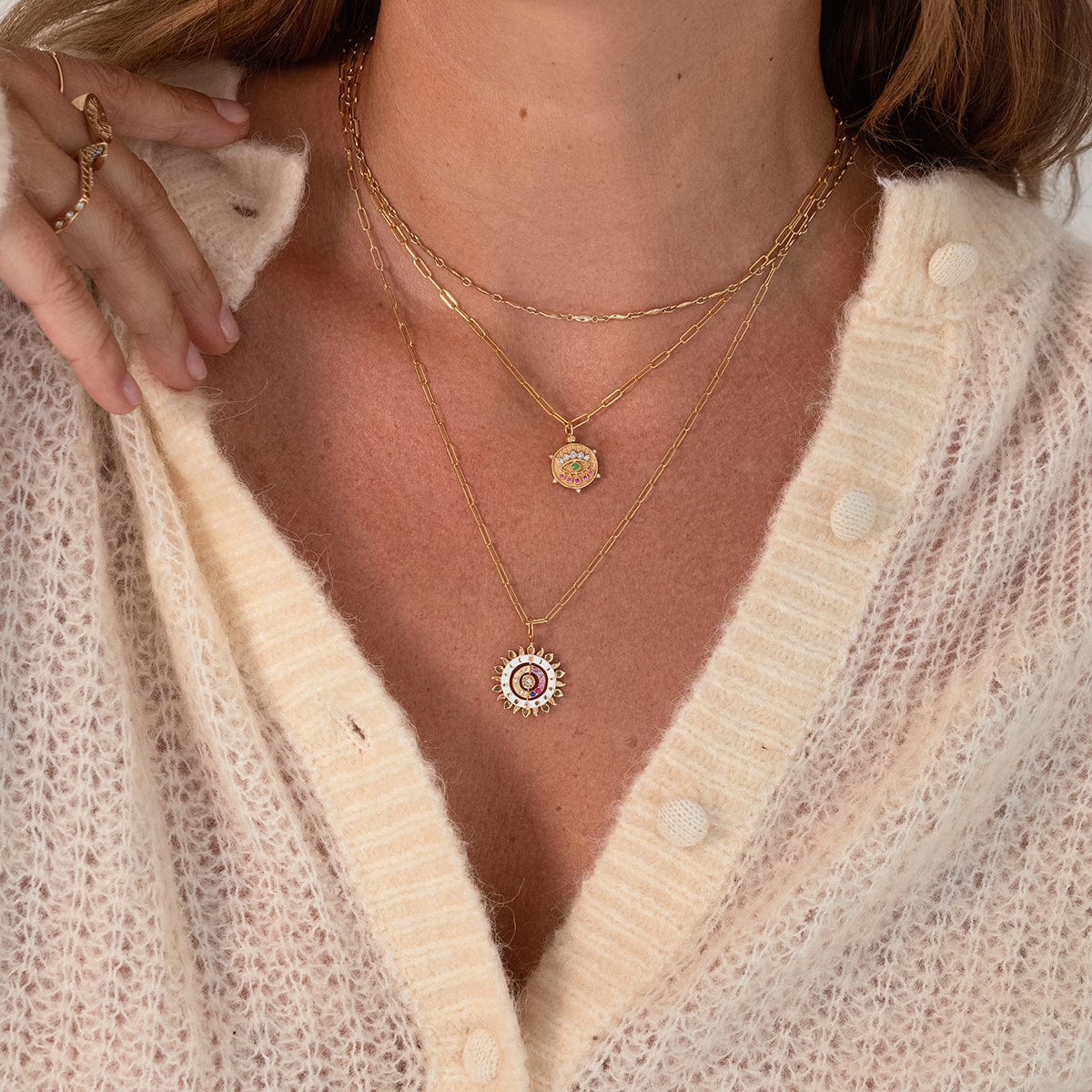 Hamsa and Evil Eye Double Sided Charm Pendant - Spiritual Protection Jewelry for Necklace, Bracelet & Home Decor - Perfect for Meditation, Yoga & Positive Energy