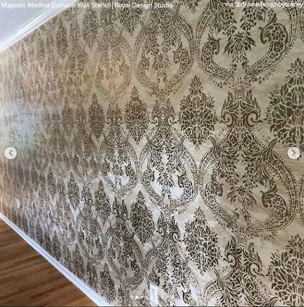 Majestic Medina Damask Wall Stencil - Reusable DIY Painting Template for Home Decor, Bedroom, Living Room, Accent Walls - Perfect for Wall Art, Murals, and Interior Design Projects