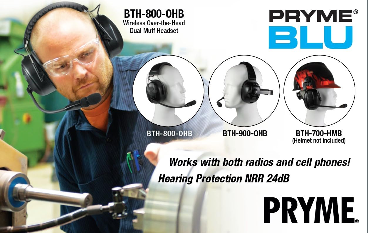 PRYME® Wireless Dual-Muff Headset with Boom Mic (BTH-900-MAX) - Noise Cancelling Bluetooth Headset for Gaming, Office & Call Center Use