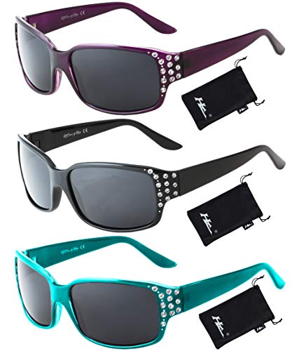3 Pack - Midnight Black, Deep Lavender and Tropical Teal Frames - Dark Smoke Lens