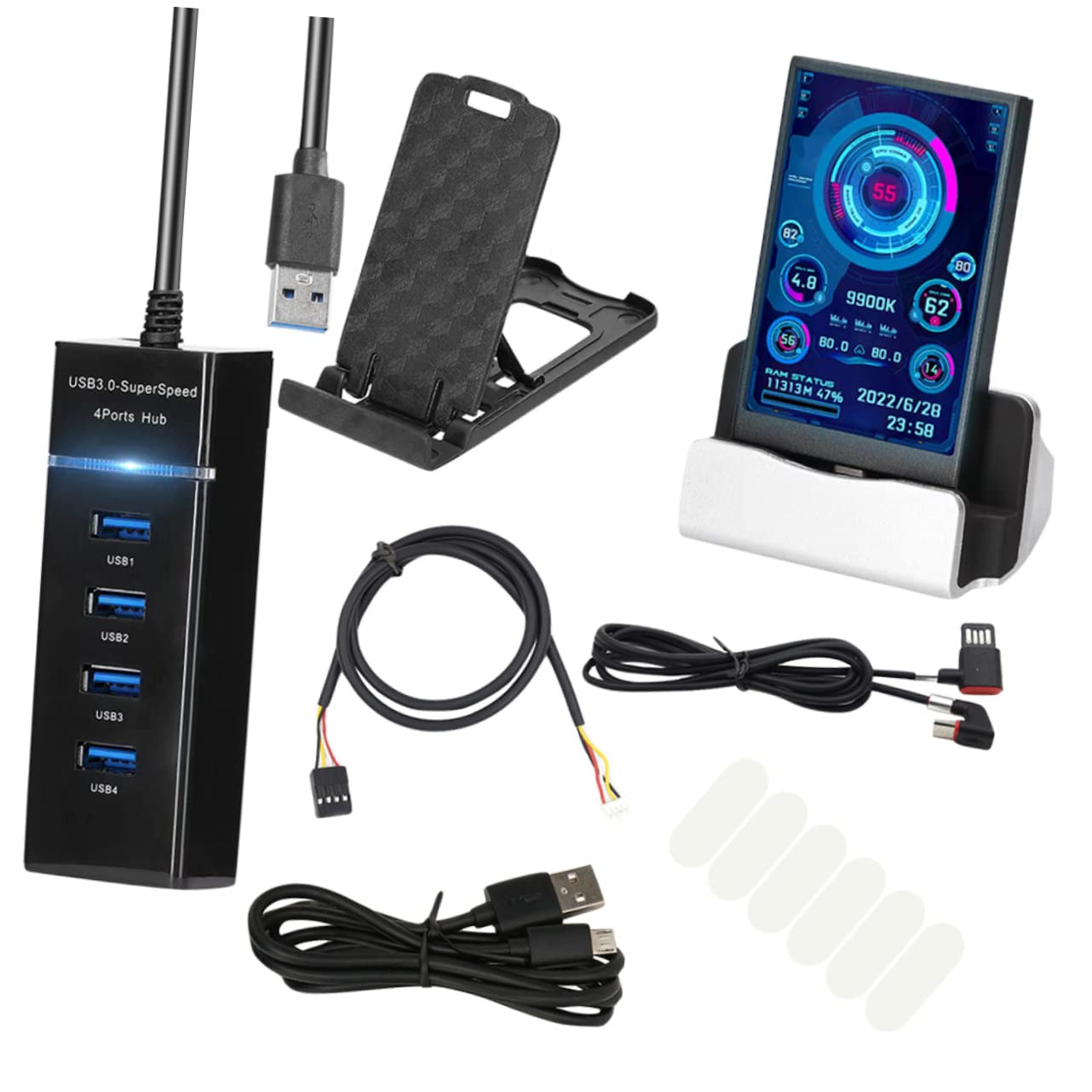 Angoily Mini USB Monitor - Secondary Screen for Computer Case, GPU & Network Data Display | Compact PC Monitor for Gaming, Streaming & Workstations