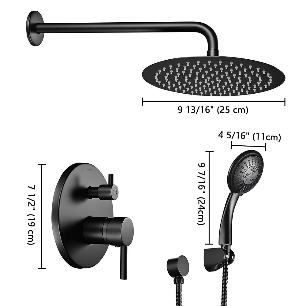 Premium Rain Shower Head and Handheld Combo with Valve - 2.5GPM Round Design for Luxurious Bathroom Experience - Perfect for Spa-Like Relaxation and Modern Home Upgrade