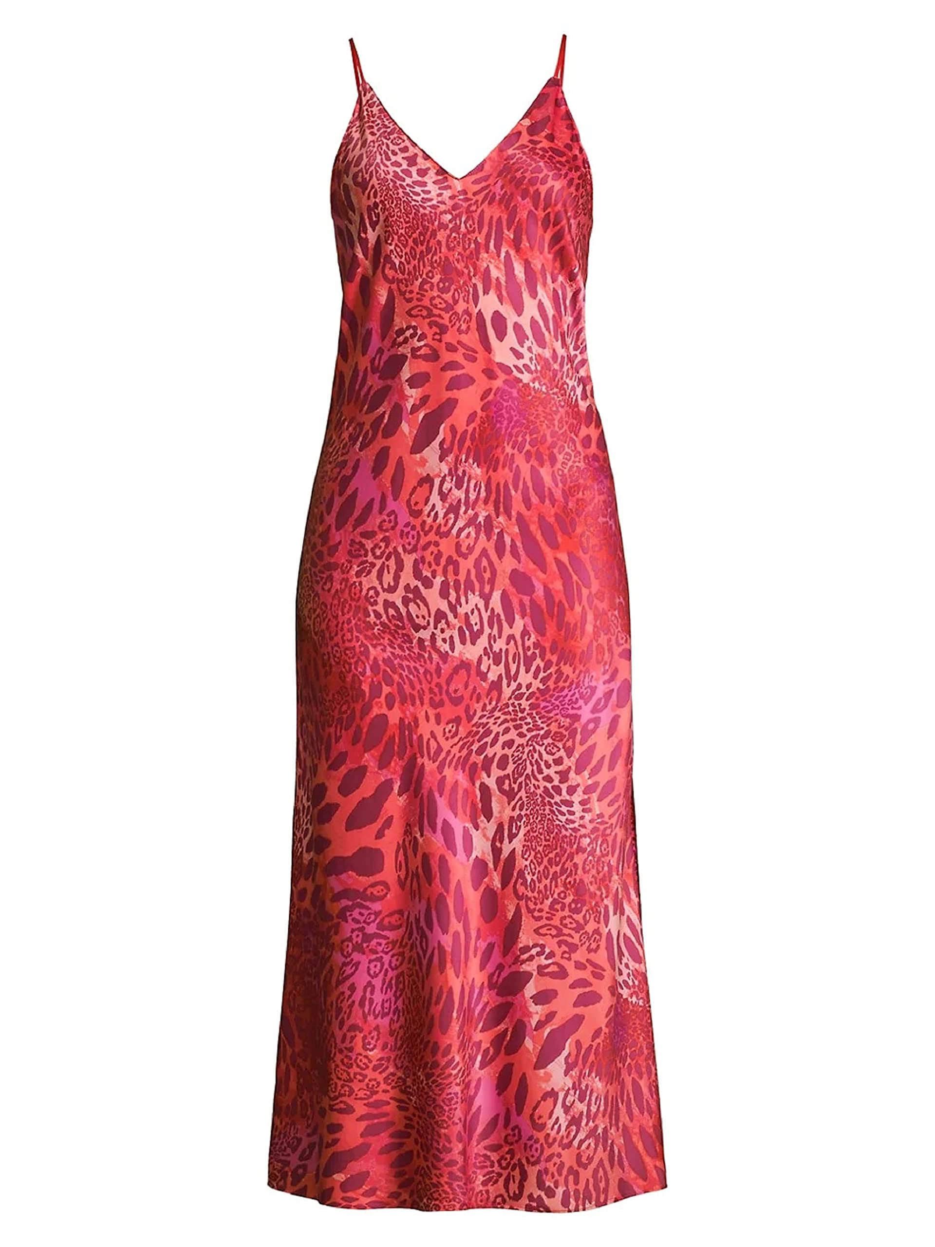 Natori Women's Animal Print Satin Nightgown - XS Size, Red - Soft & Comfortable Sleepwear for Women, Perfect for Relaxing at Home or Romantic Evenings