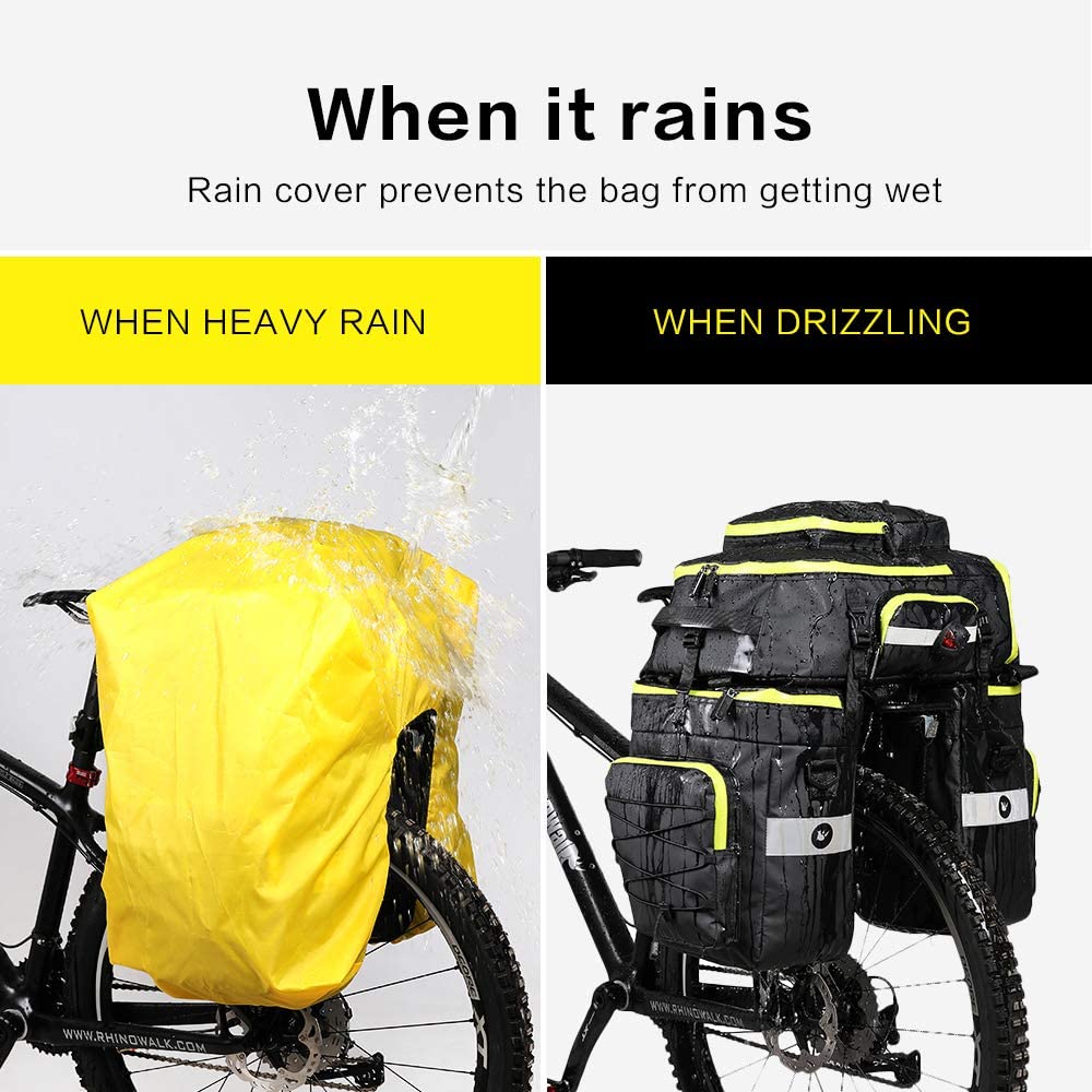 Rhinowalk Waterproof Bike Pannier Bag Set - 3-in-1 Bicycle Cargo Rack Saddle Bag with Shoulder Strap & Laptop Compartment | Durable Cycling Accessories for Commuting, Touring & Outdoor Adventures