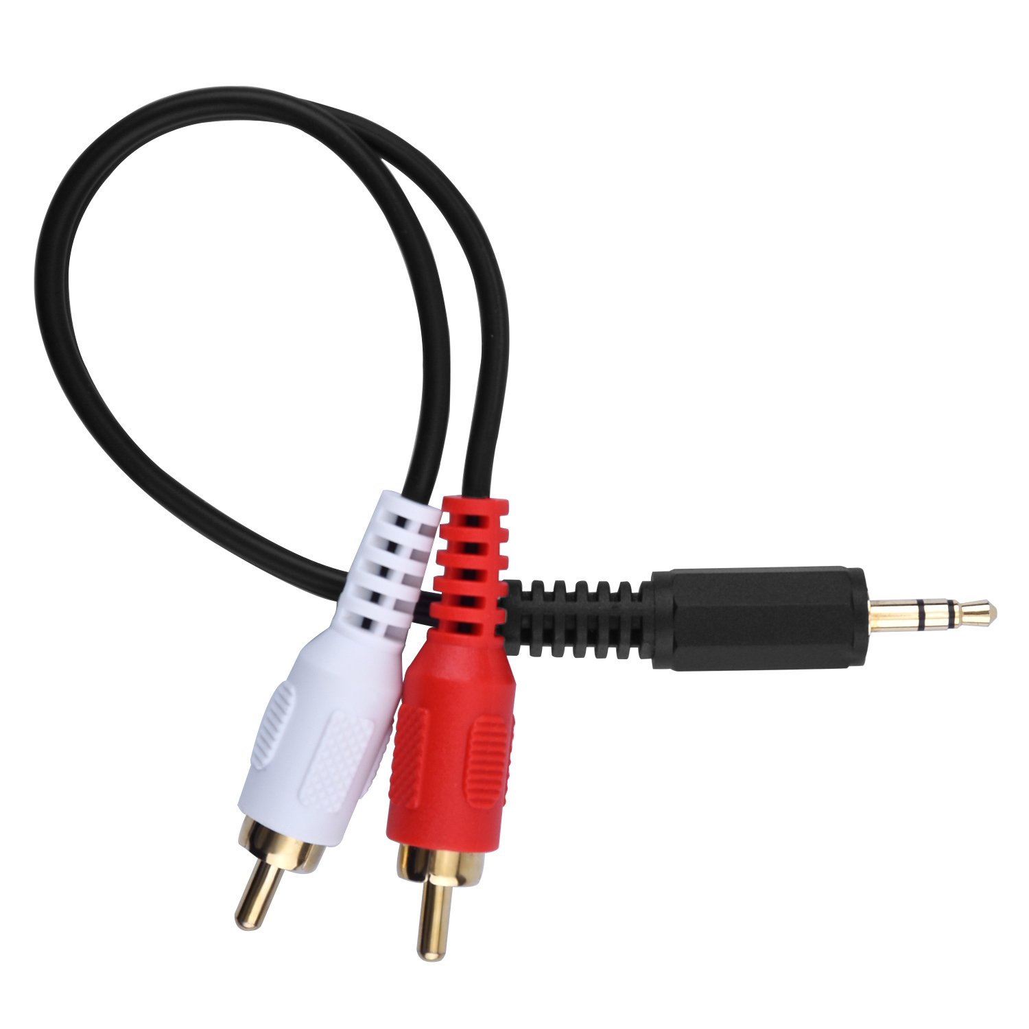 eBoot 3.5mm Male to 2 RCA Male Stereo Audio Y Cable Adapter - 6 Inch (2 Pack) for Home Theater, Car Audio & Speaker Systems | High-Quality Aux to RCA Connector