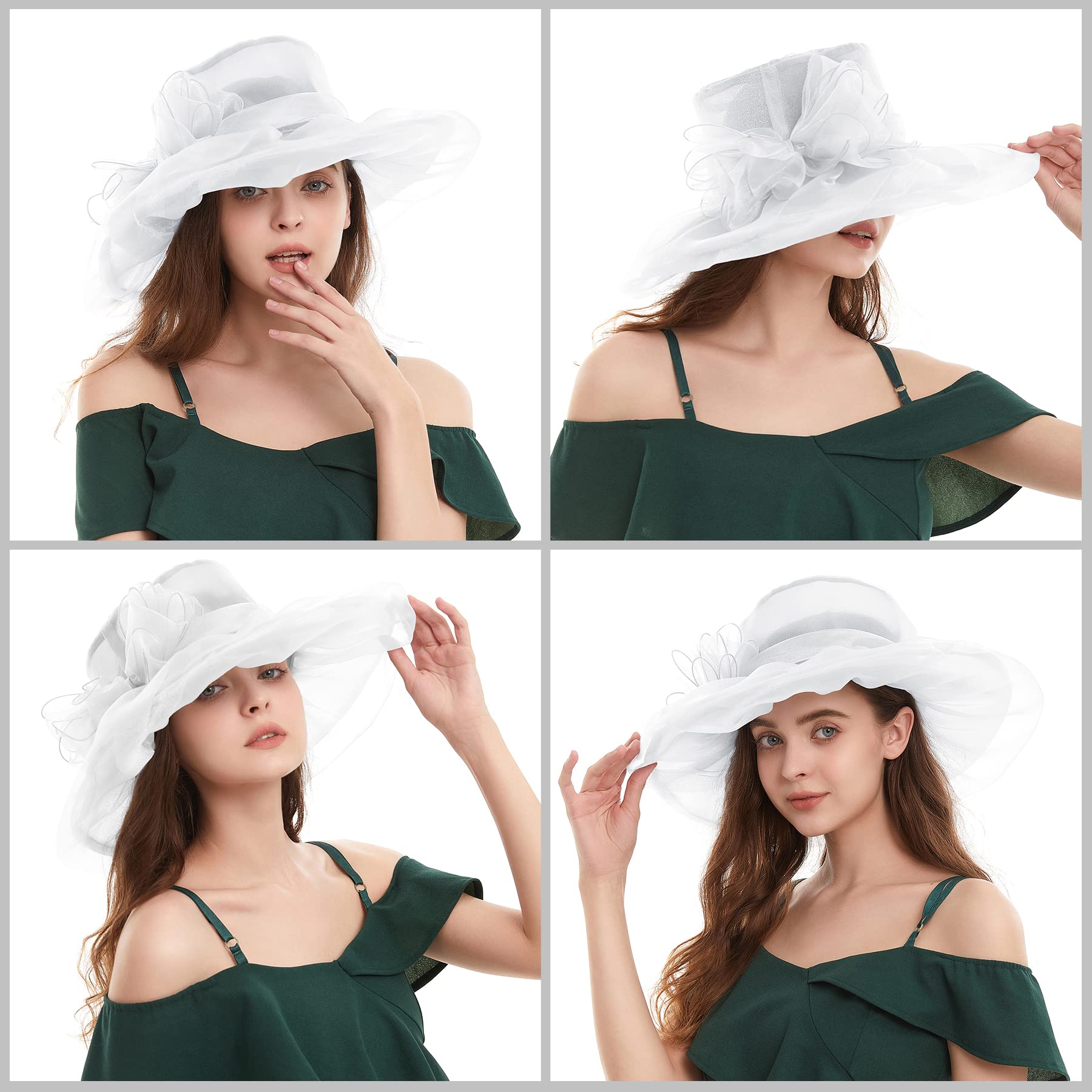 Zando Kentucky Derby Hats for Women | Elegant Organza Victorian Church Hats | Tea Party & Wedding Fascinators | Perfect for Derby Day, Sunday Service & Special Occasions