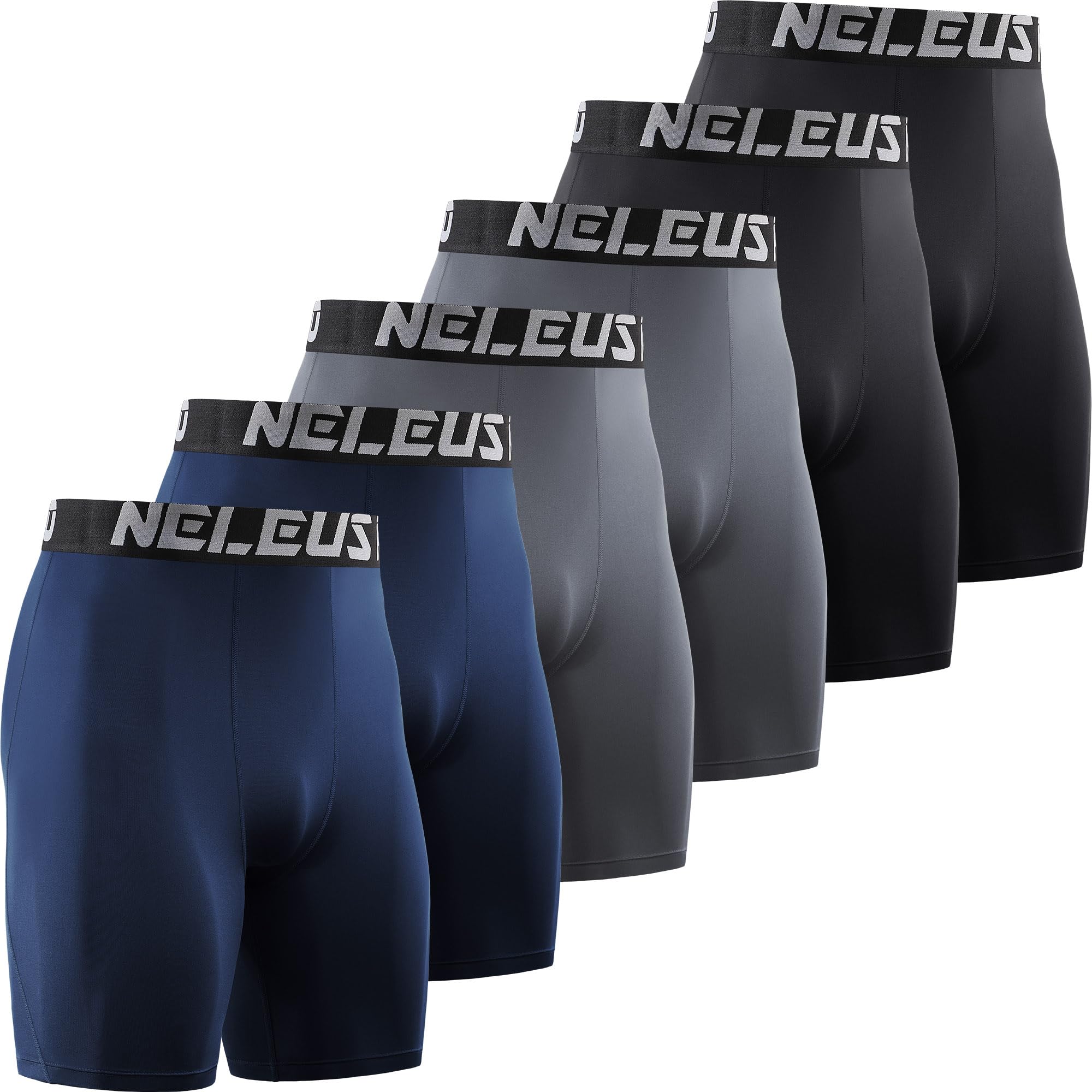 NELEUS Men's 3-Pack or 6-Pack Compression Shorts - Breathable Spandex Workout Shorts for Running, Gym, Training & Sports - Moisture-Wicking Performance Baselayer Underwear for Active Lifestyles
