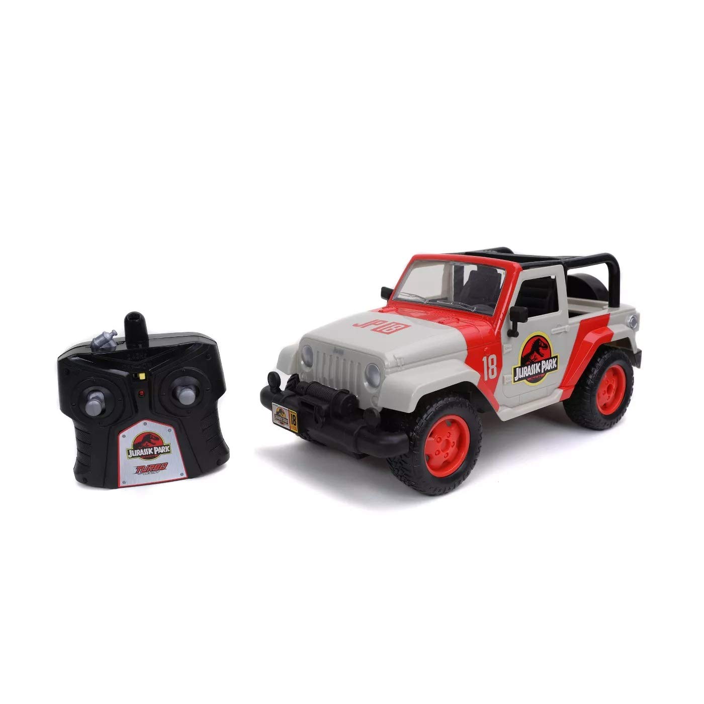 Jada Toys Jurassic World Hollywood Ride 1:16 Scale Remote Control Jeep Wrangler - RC Car with Authentic Jurassic Park Design, Beige Color - Perfect for Movie Fans, Collectors & Dinosaur-Themed Playtime